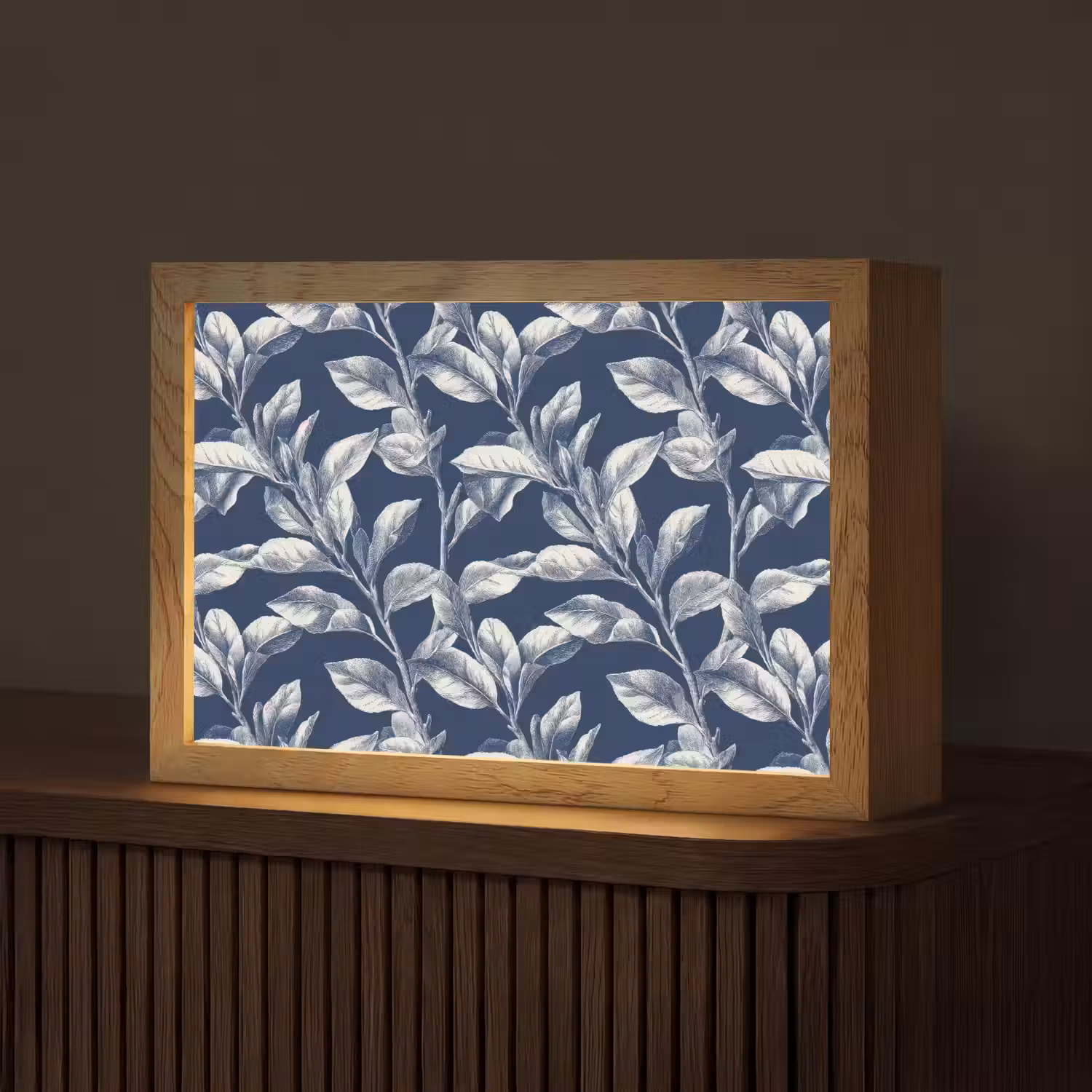 Botanisch - Patroon - Blauw Light Box met kabel (Tafellamp) klein 924 -z3d_website