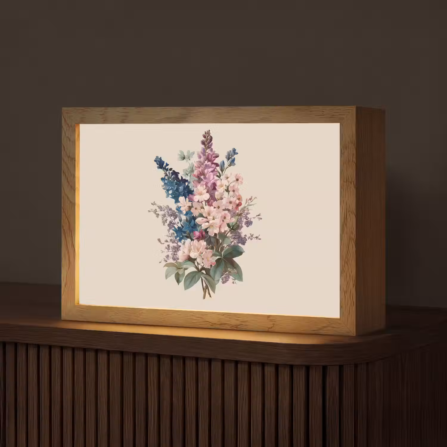 Boeket - Beige - Harmonieus - Subtiel Light Box met kabel (Tafellamp) klein -z3d_website