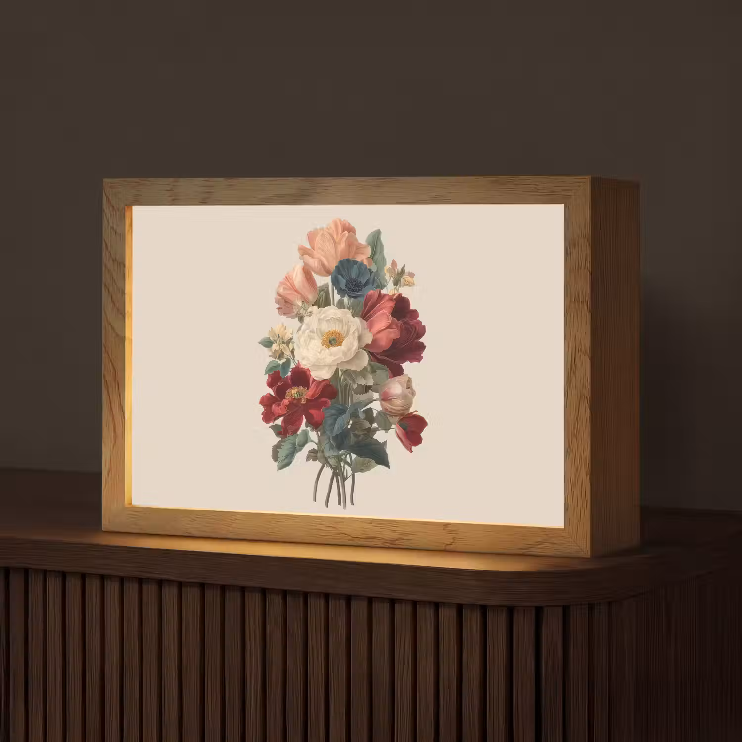 Boeket - Warme tinten - Elegant Light Box met kabel (Tafellamp) klein -z3d_website