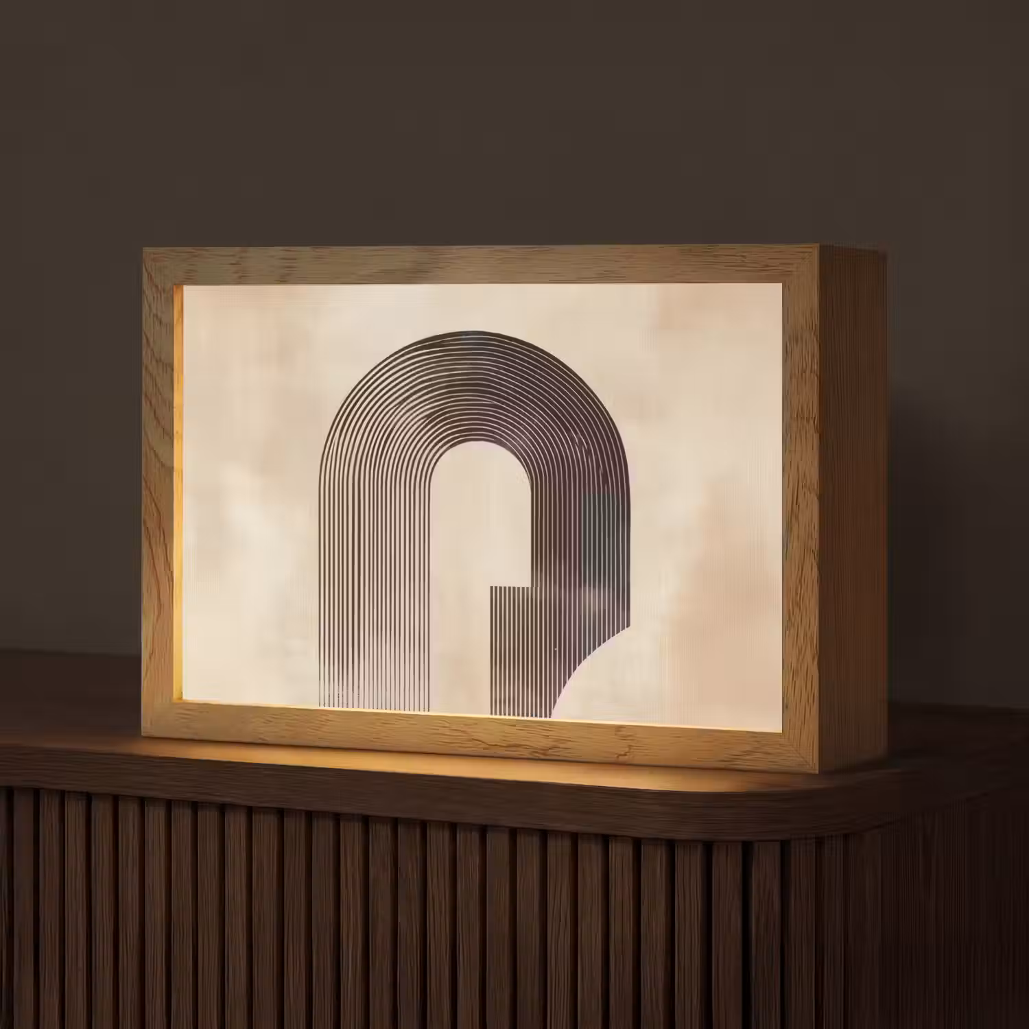 Boog - Strepen - Minimalistisch - Zwart Light Box met kabel (Tafellamp) klein -z3d_website
