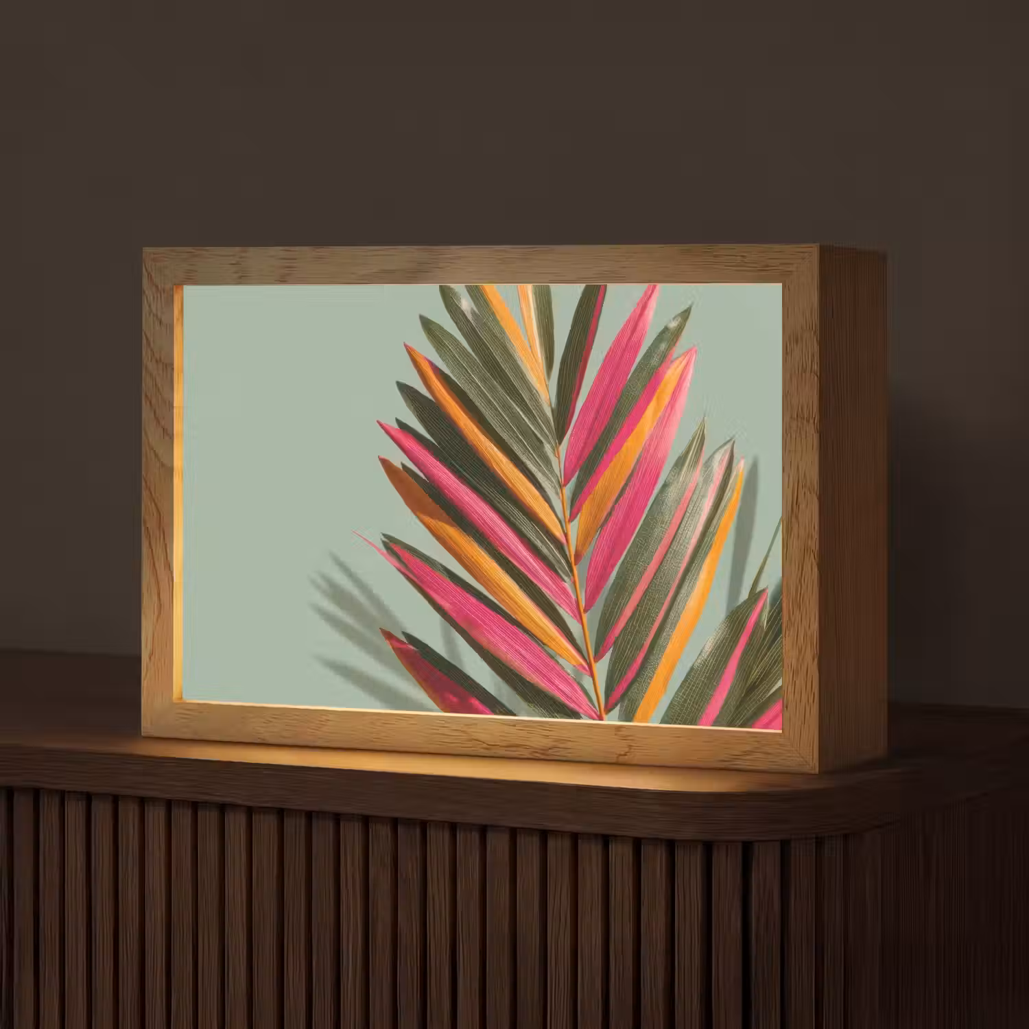 Tak - Bladeren - Kleurrijk - Schaduw Light Box met kabel (Tafellamp) klein -z3d_website