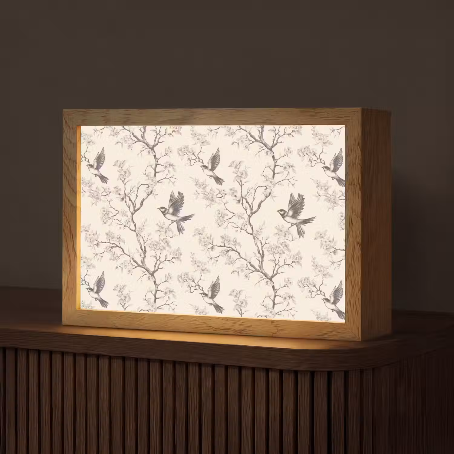 Takken - Vogels - Beige Light Box met kabel (Tafellamp) klein 924 -z3d_website
