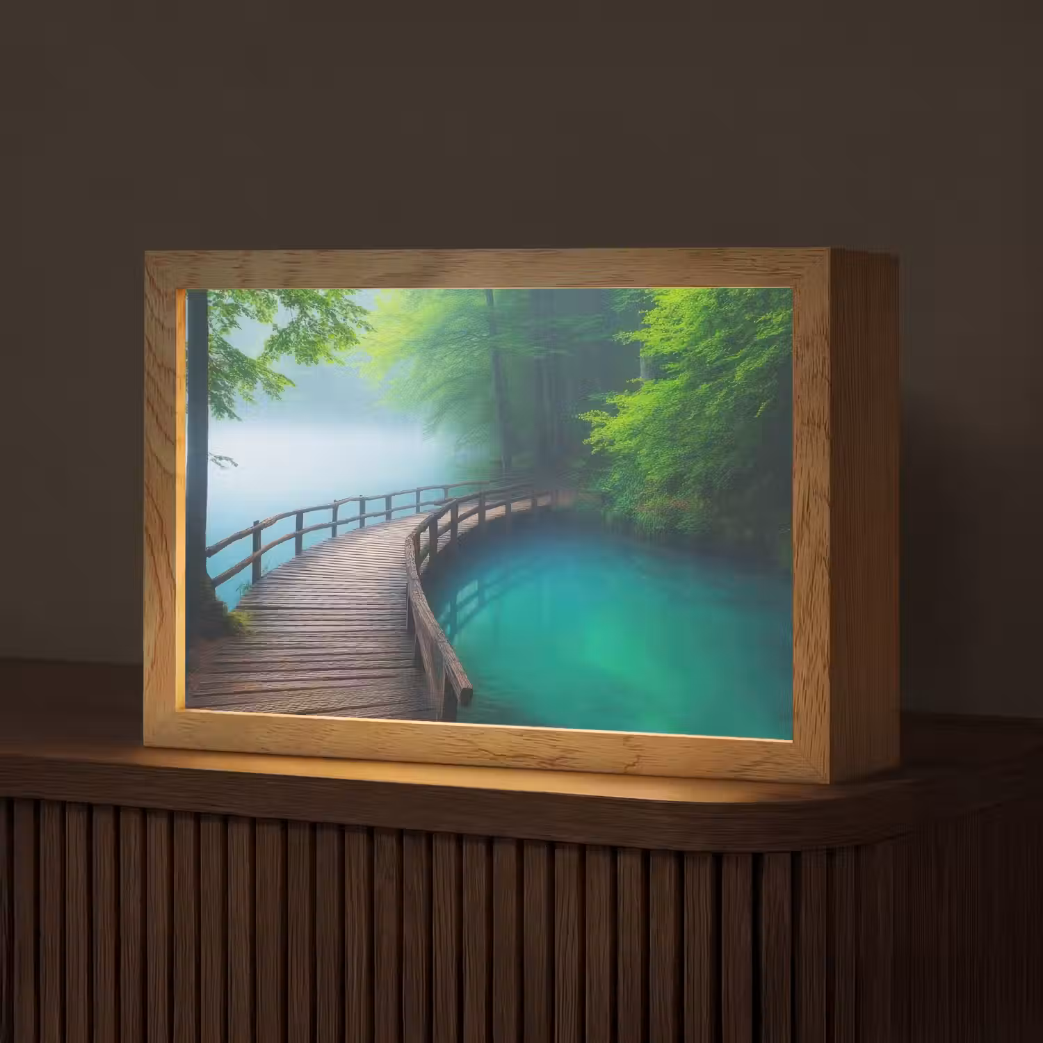 Brug - Water - Rivier - Bos Light Box met kabel (Tafellamp) klein -z3d_website