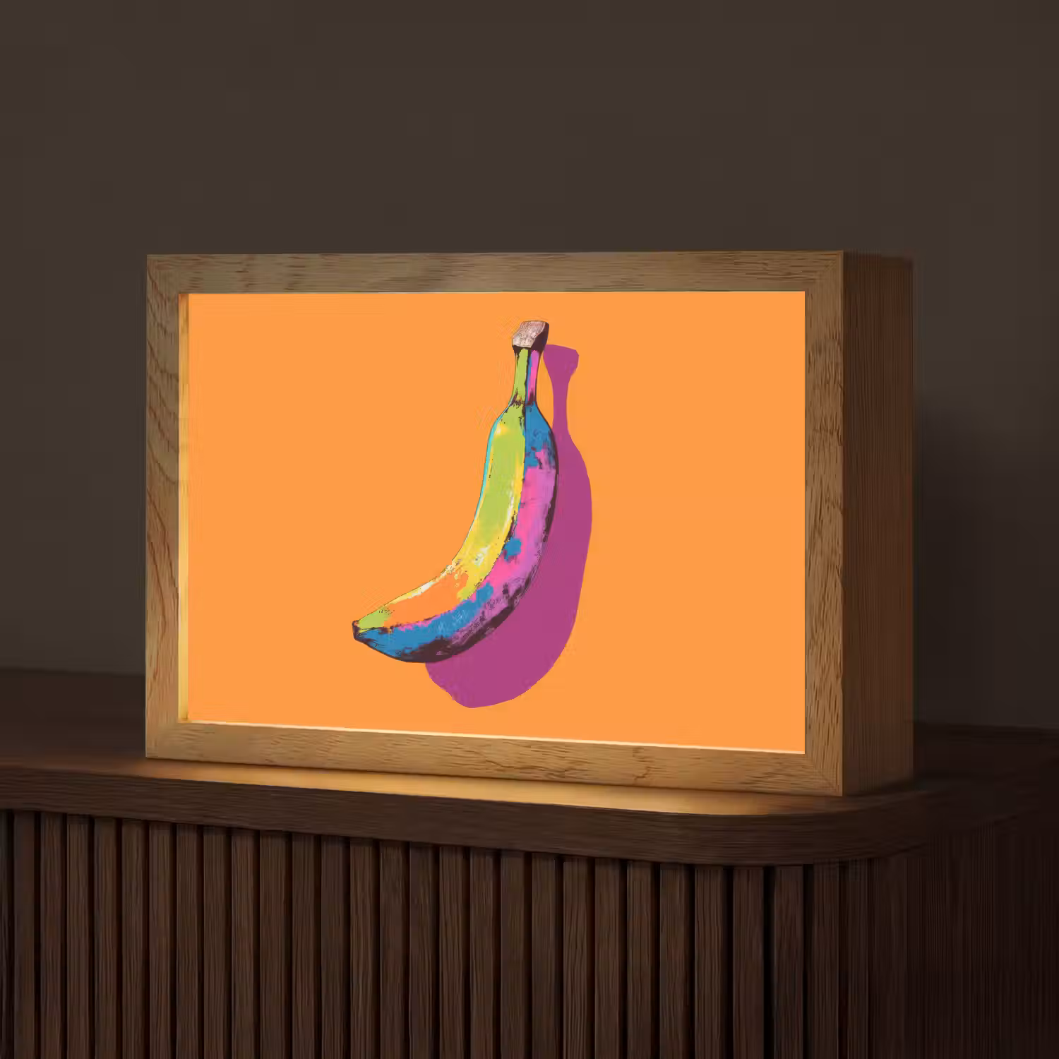 Felle kleuren - Banaan - popart Light Box met kabel (Tafellamp) klein -z3d_website