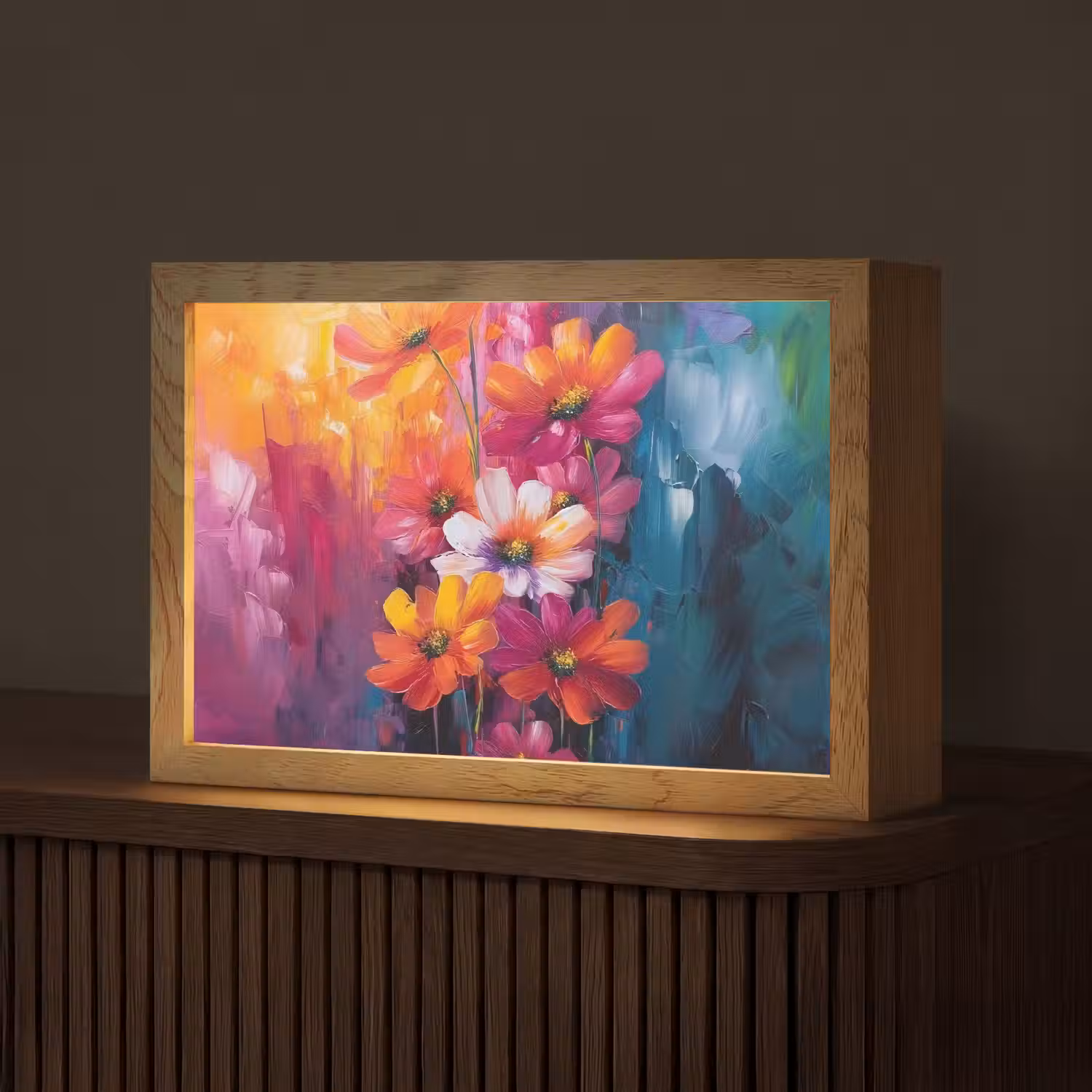 Felle bloemen - Dynamisch - Levendig Light Box met kabel (Tafellamp) klein -z3d_website