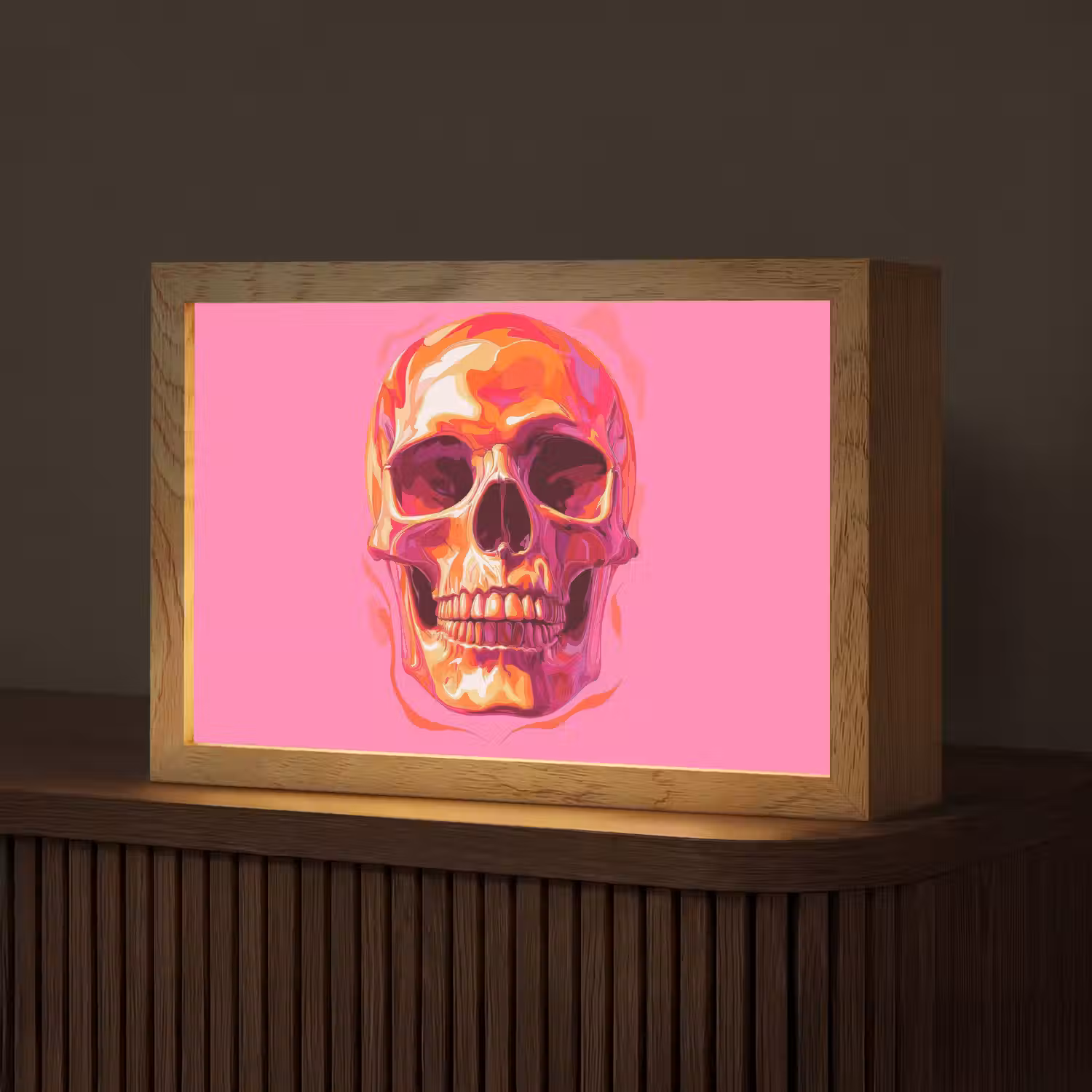 Felroze - Tanden - Schedel Light Box met kabel (Tafellamp) klein -z3d_website