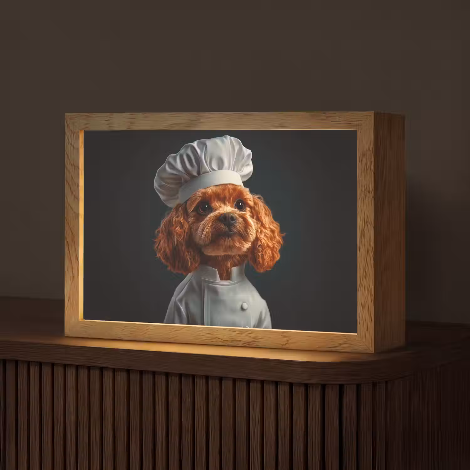 Bruin - Kok - Hondje Light Box met kabel (Tafellamp) klein -z3d_website