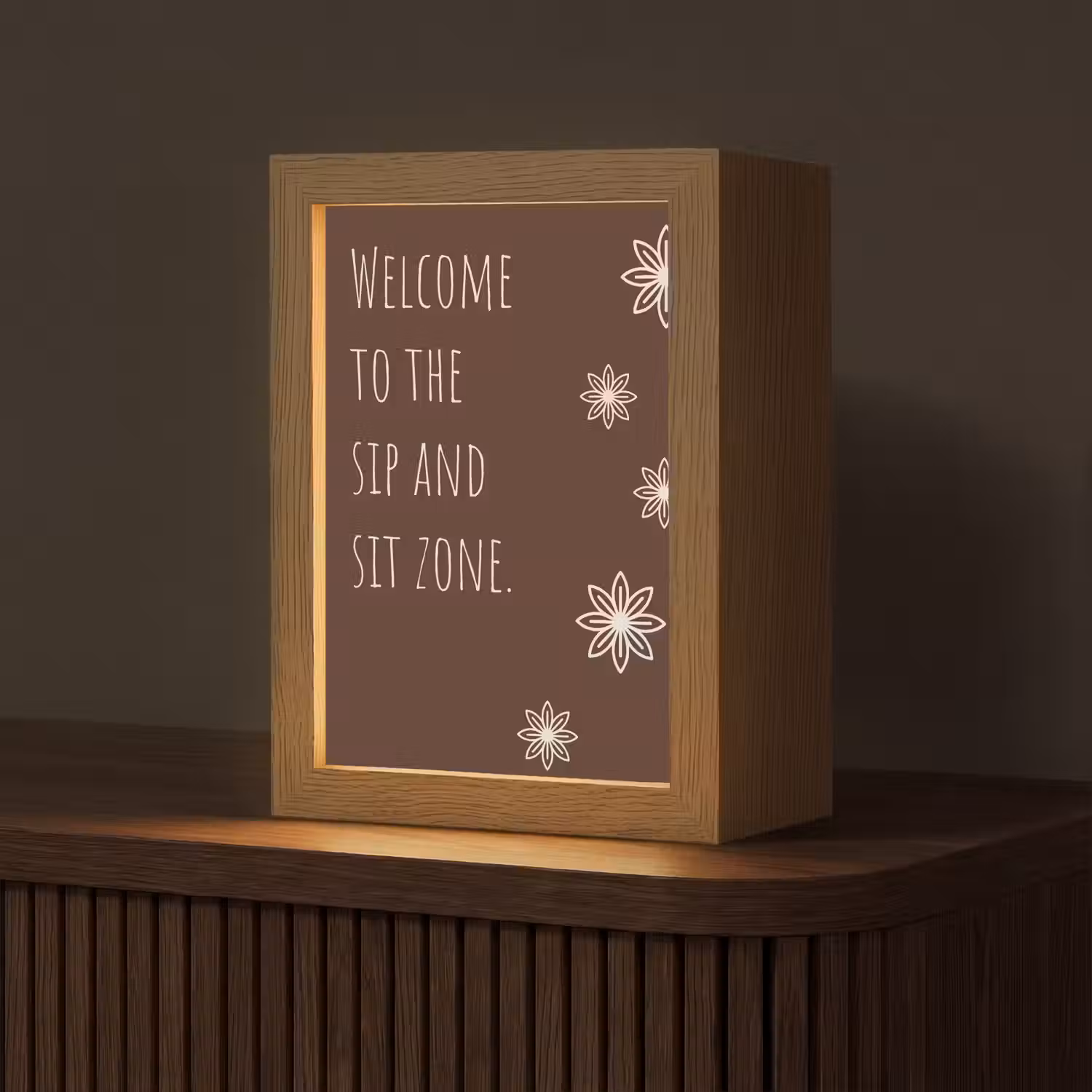 Bruin - Quote - Bloemen - Zomer Light Box met kabel (Tafellamp) klein -z3d_website