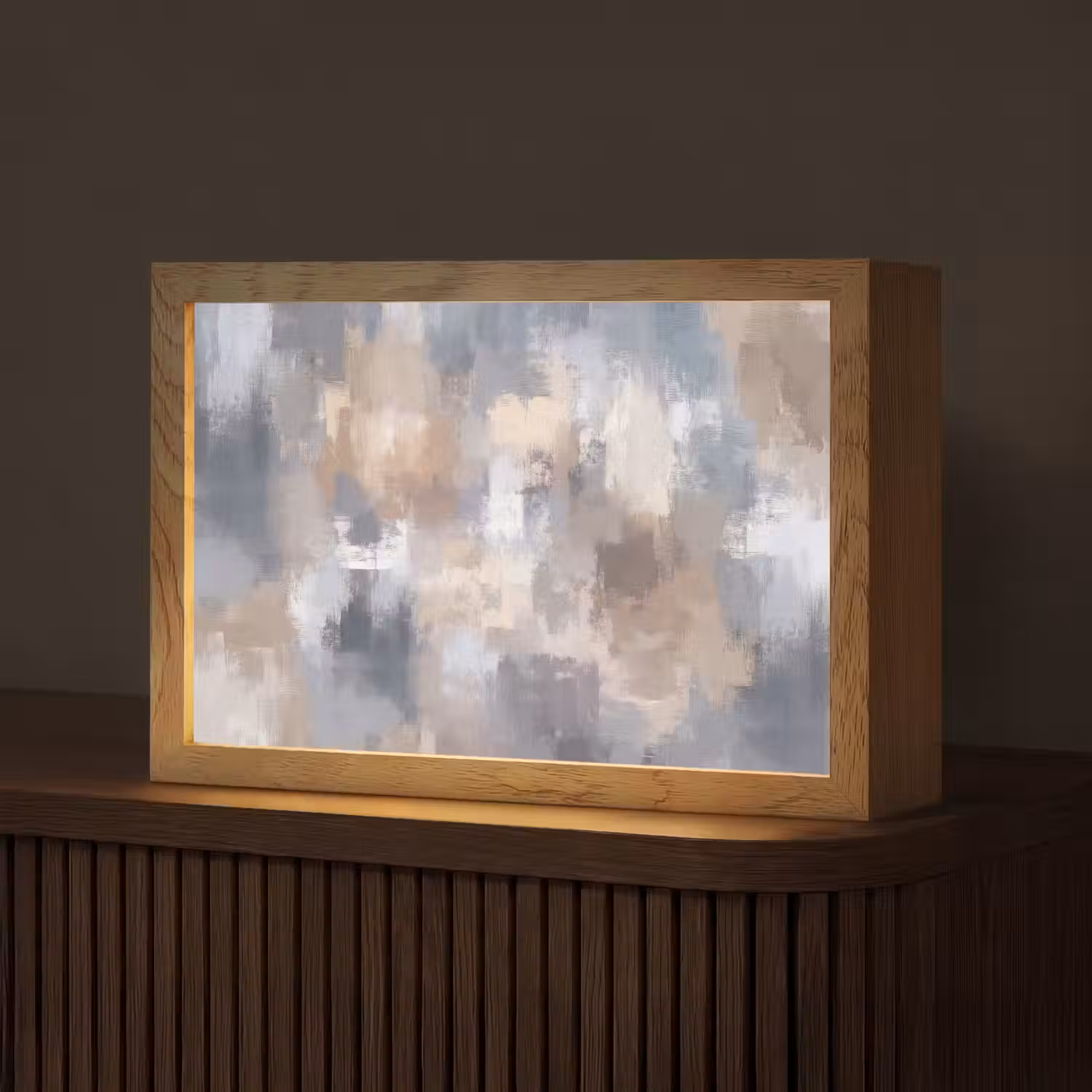 Penseelstreken - Schilderij - Beige Light Box met kabel (Tafellamp) klein -z3d_website