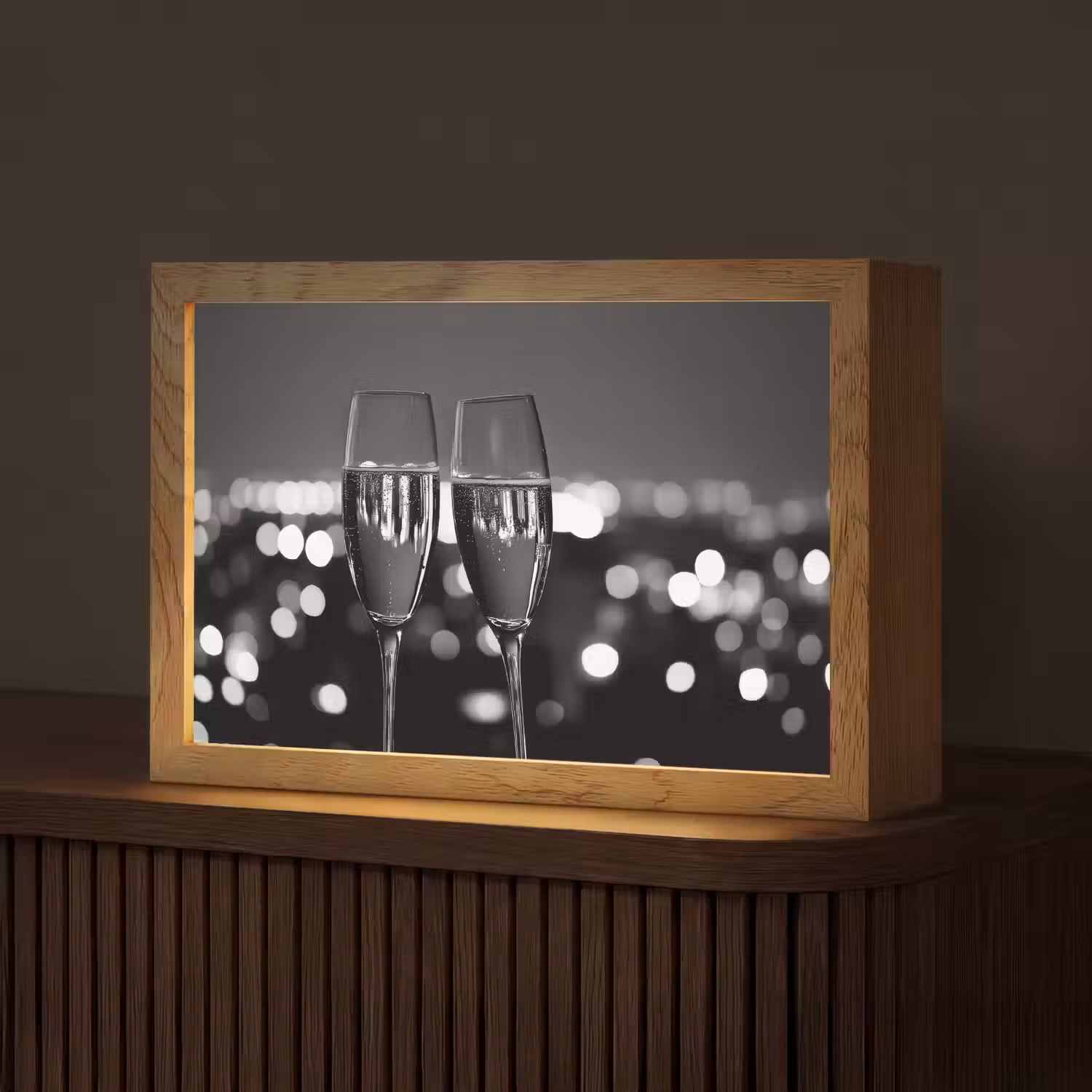 Bubbels - Proosten - Champagneglazen - Stadslichten Light Box met kabel (Tafellamp) klein -z3d_website
