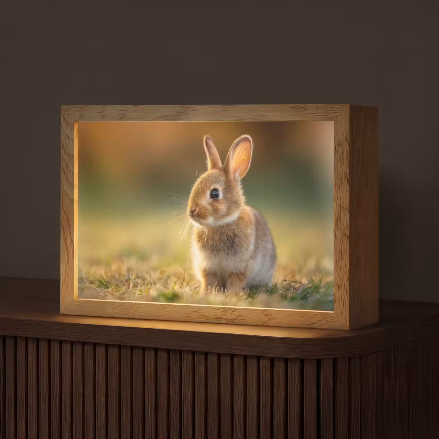Konijntje - Bruin - Gras Light Box met kabel (Tafellamp) klein -z3d_website