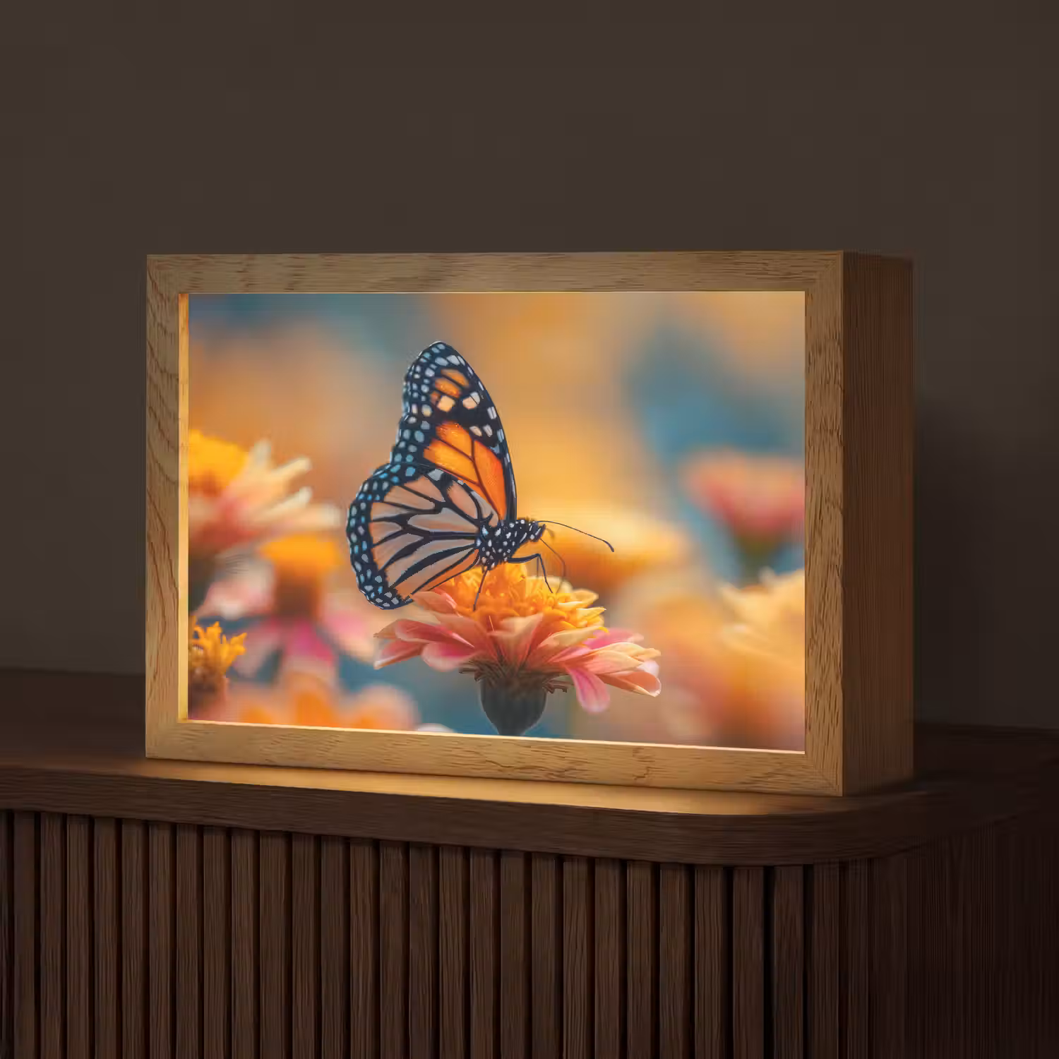 Vlinder - Dieren - Kleurrijk - Natuur - Bloemen Light Box met kabel (Tafellamp) klein -z3d_website