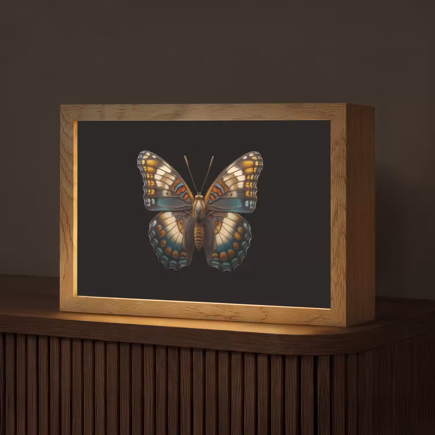 Vlinder - Kleurrijk - mozaïekachtig Light Box met kabel (Tafellamp) klein -z3d_website
