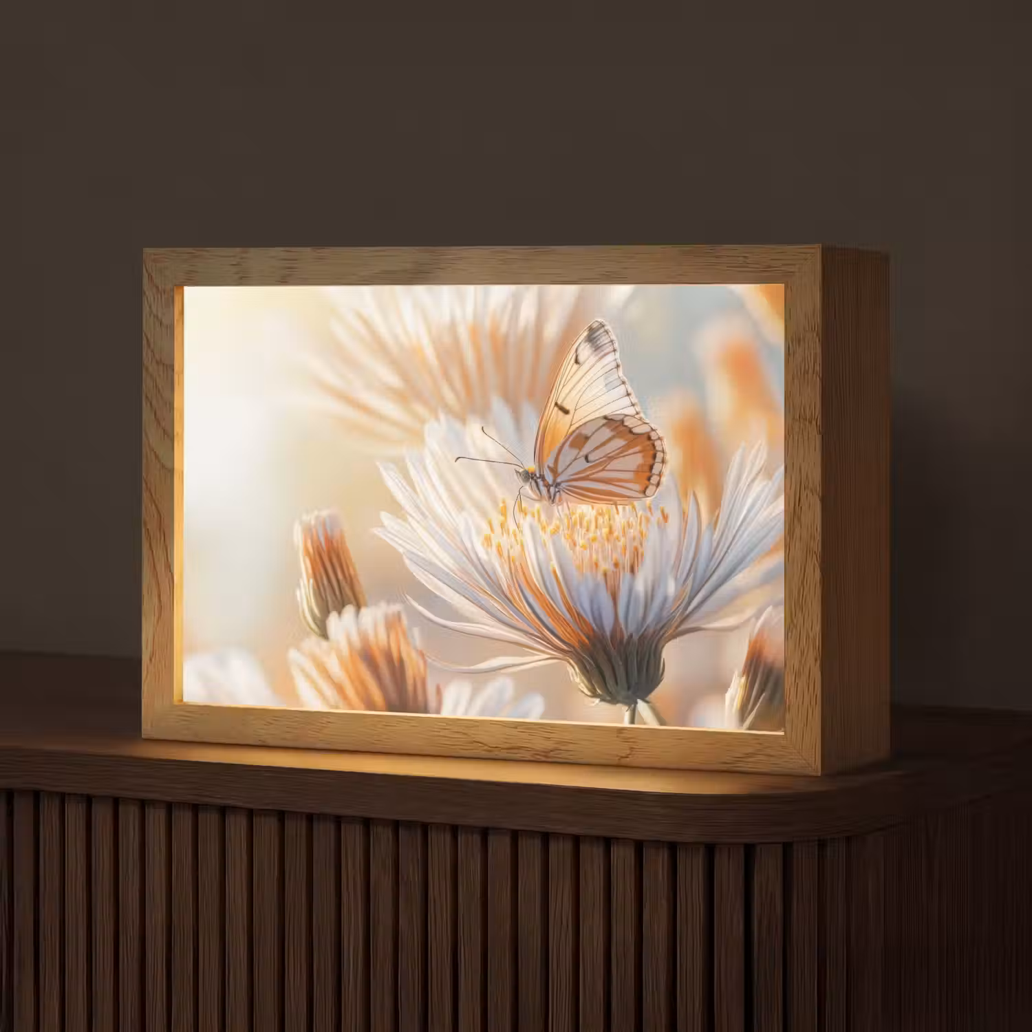 Vlinder - Bloem - Oranje Light Box met kabel (Tafellamp) klein -z3d_website