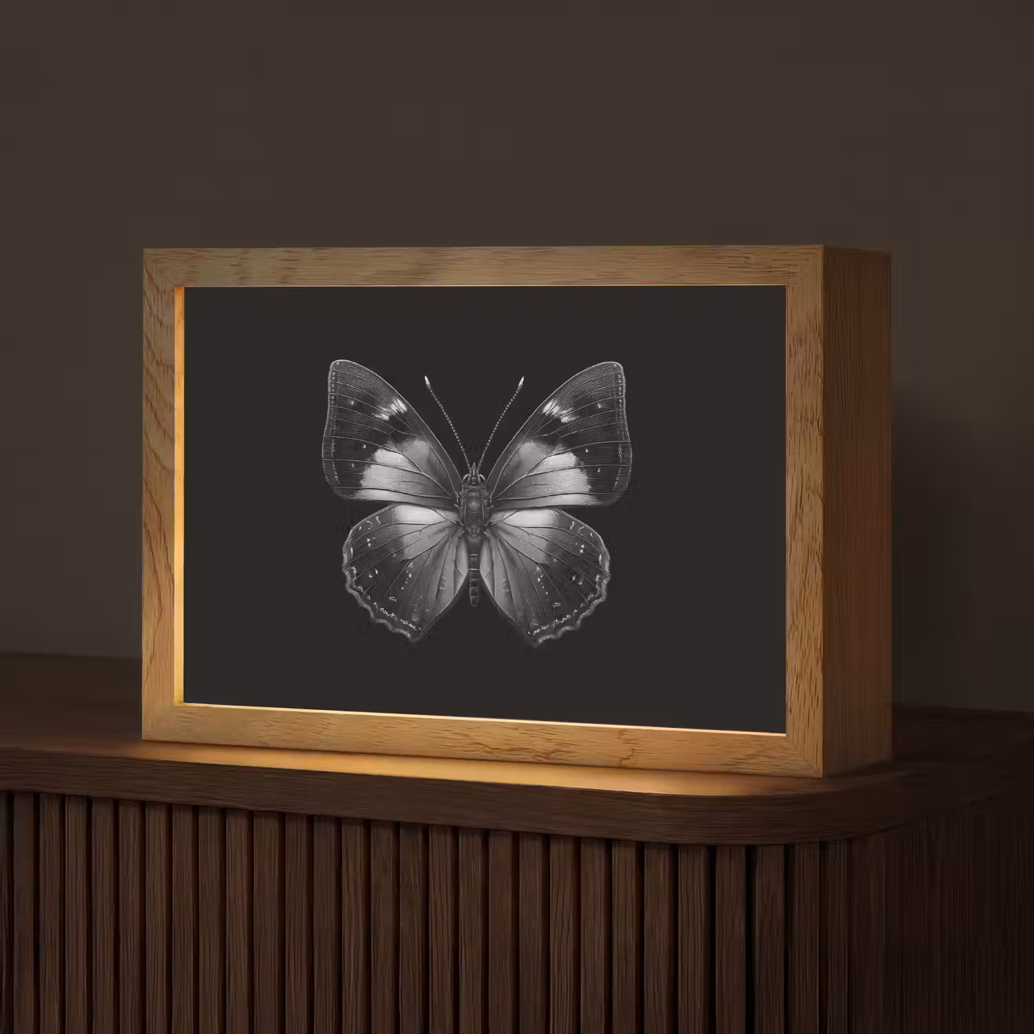 Vlinder - Grijs - Mysterieus Light Box met kabel (Tafellamp) klein -z3d_website