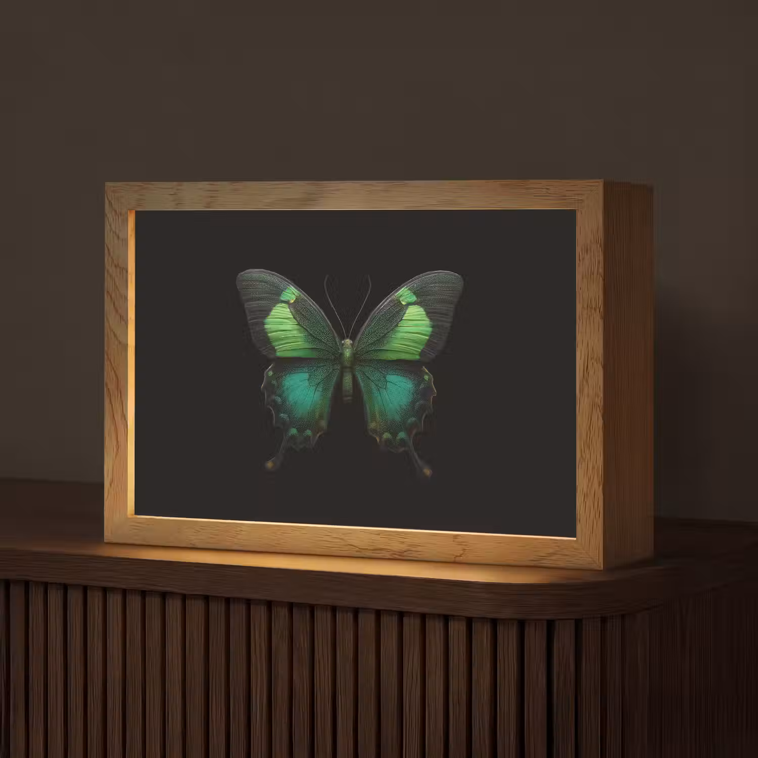Vlinder - Groen - Opvallend Light Box met kabel (Tafellamp) klein -z3d_website