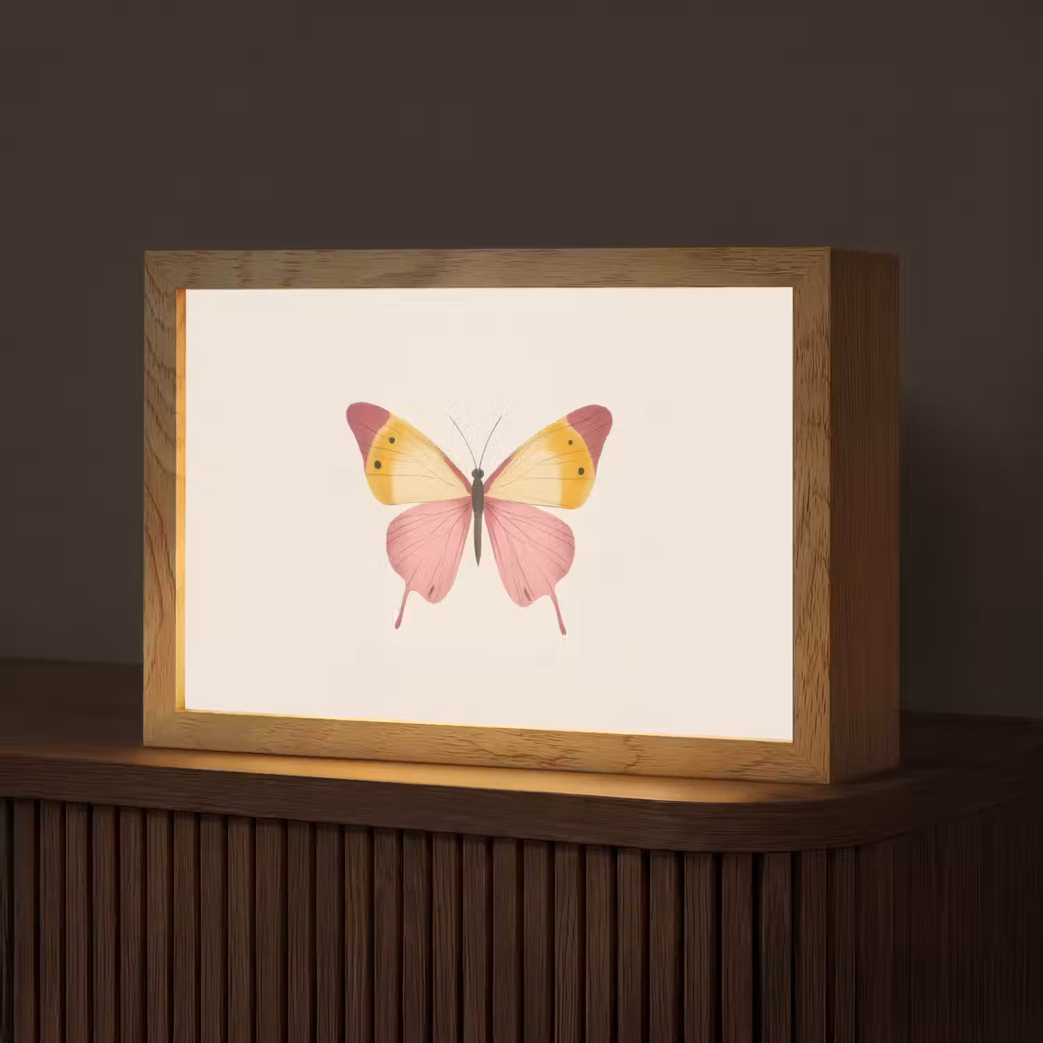 Vlinder - Illustratie - Roze Light Box met kabel (Tafellamp) klein -z3d_website