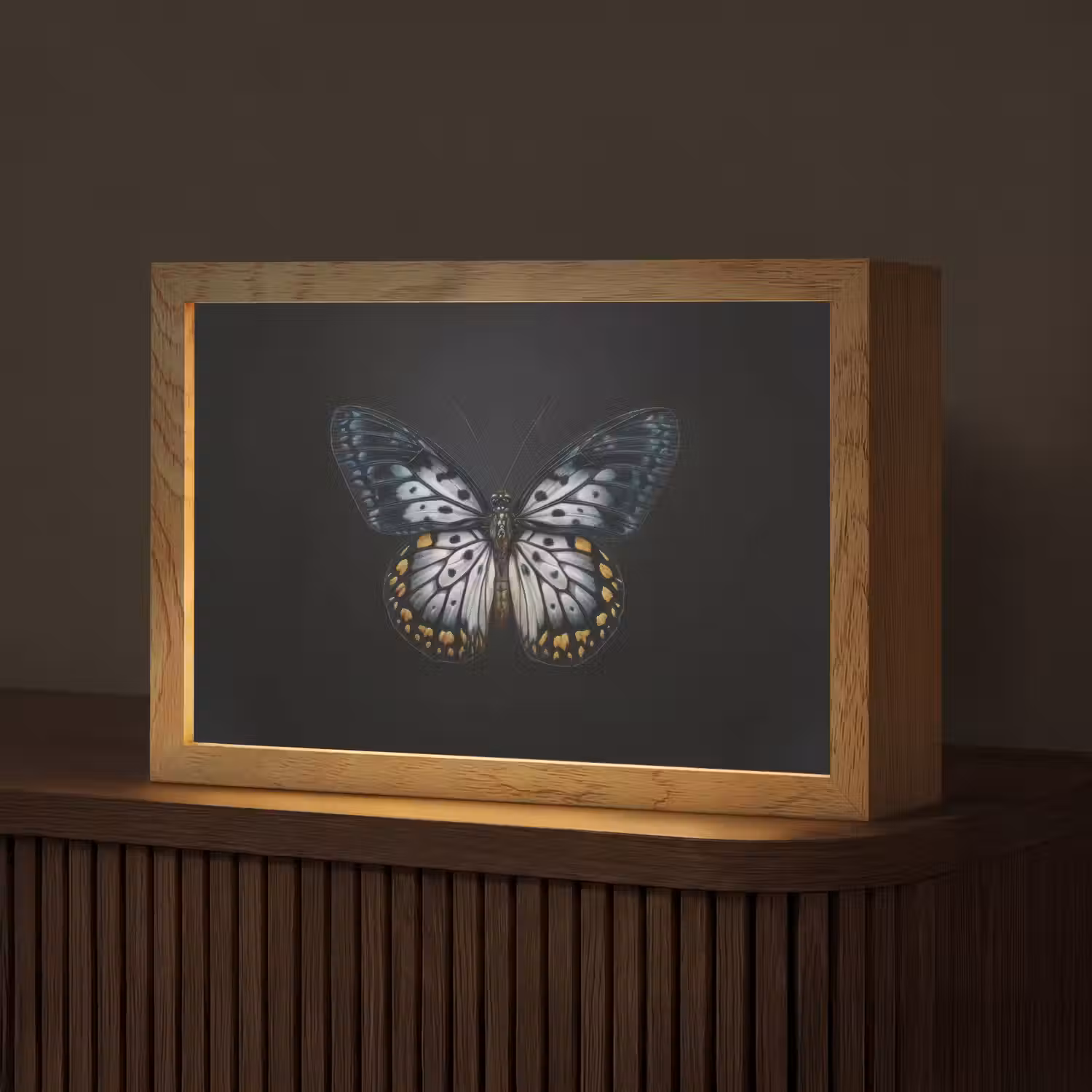 Vlinder - Monochroom - Balans Light Box met kabel (Tafellamp) klein -z3d_website