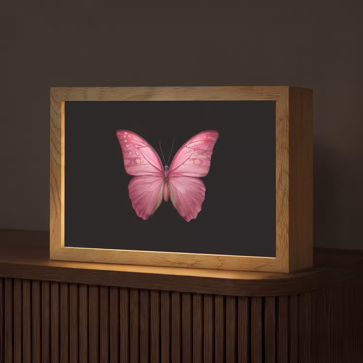 Vlinder - roze - Elegant Light Box met kabel (Tafellamp) klein -z3d_website