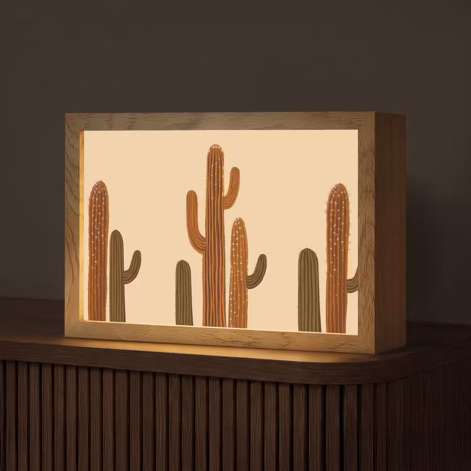 Cactus - Woestijn - Zand - Bruin Light Box met kabel (Tafellamp) klein -z3d_website
