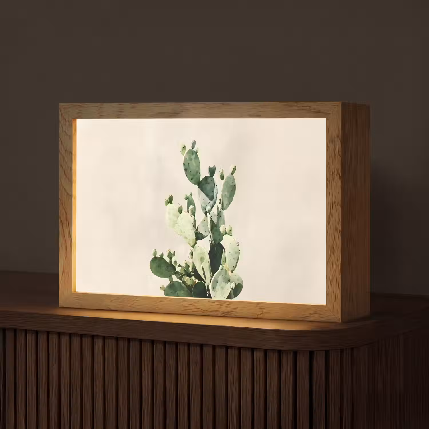 Cactus - Groen - Minimalistisch Light Box met kabel (Tafellamp) klein -z3d_website