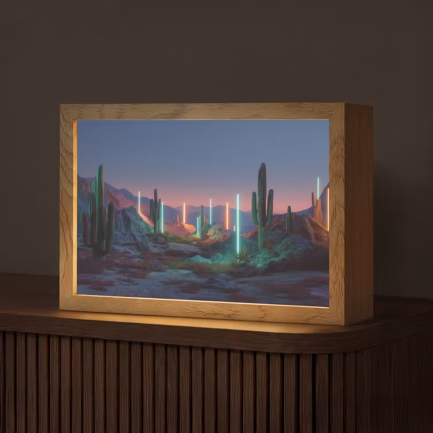 Cactus - Lichtzuilen - Zonsondergang Light Box met kabel (Tafellamp) klein -z3d_website