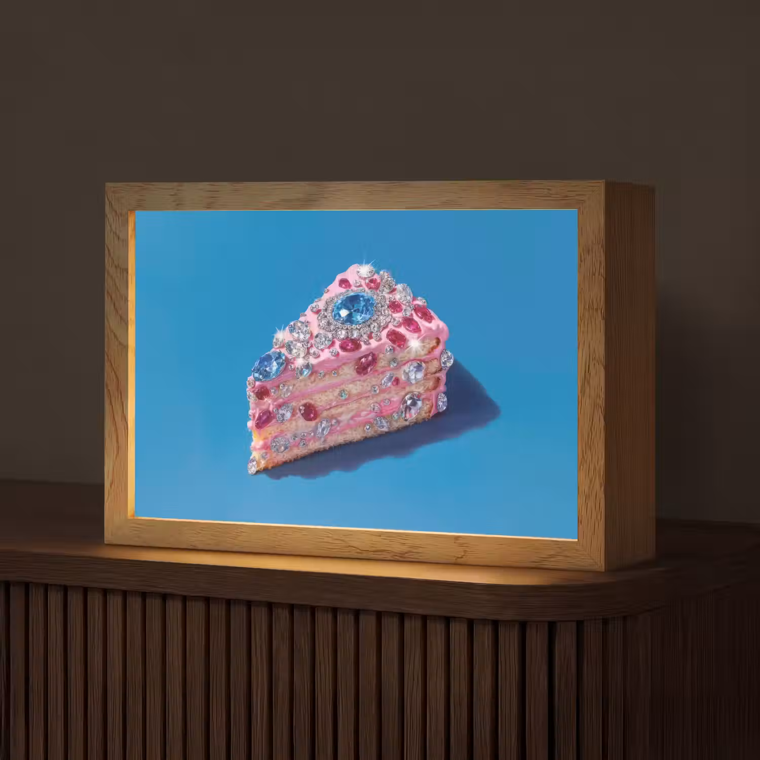 Taart - Edelstenen - Glitters - Roze Light Box met kabel (Tafellamp) klein -z3d_website