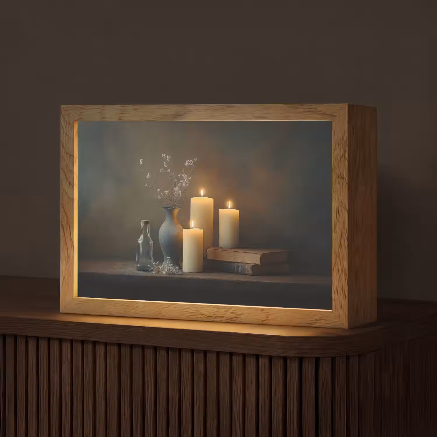 Kaarsen - Stilleven - Rustiek - Boeken Light Box met kabel (Tafellamp) klein -z3d_website