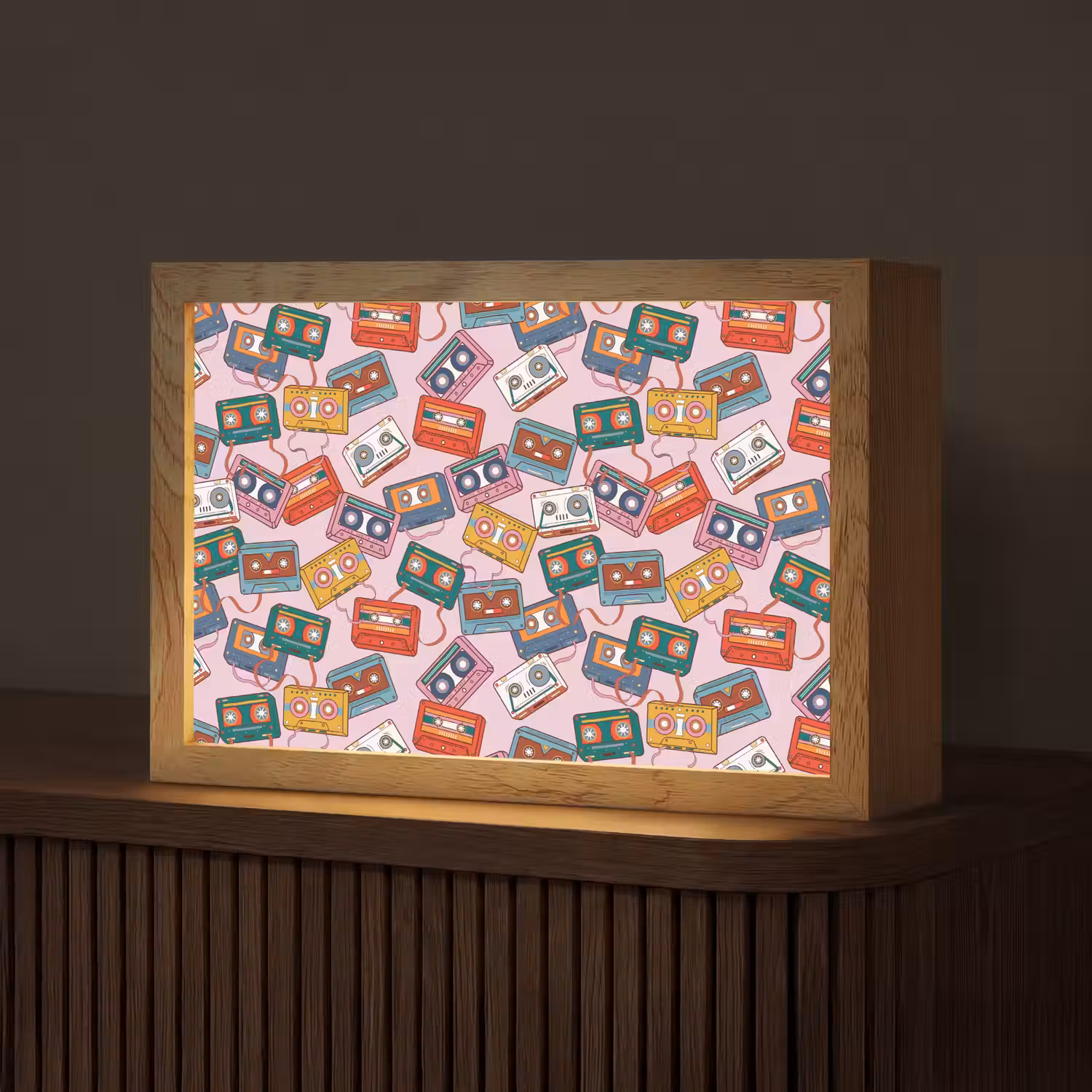Cassette - Patroon - Roze Light Box met kabel (Tafellamp) klein 924 -z3d_website