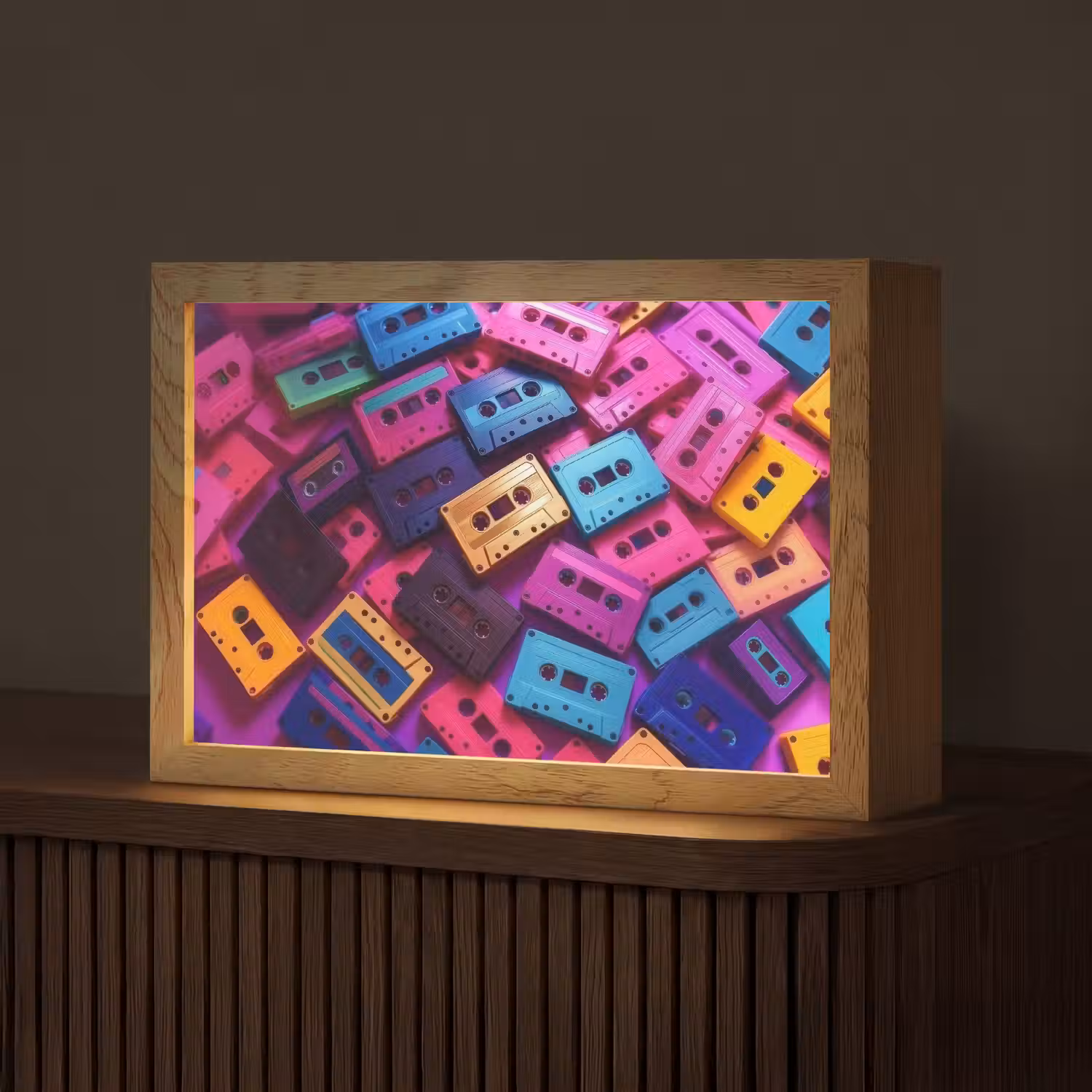Cassetteband - Kleurrijk - Energiek Light Box met kabel (Tafellamp) klein -z3d_website