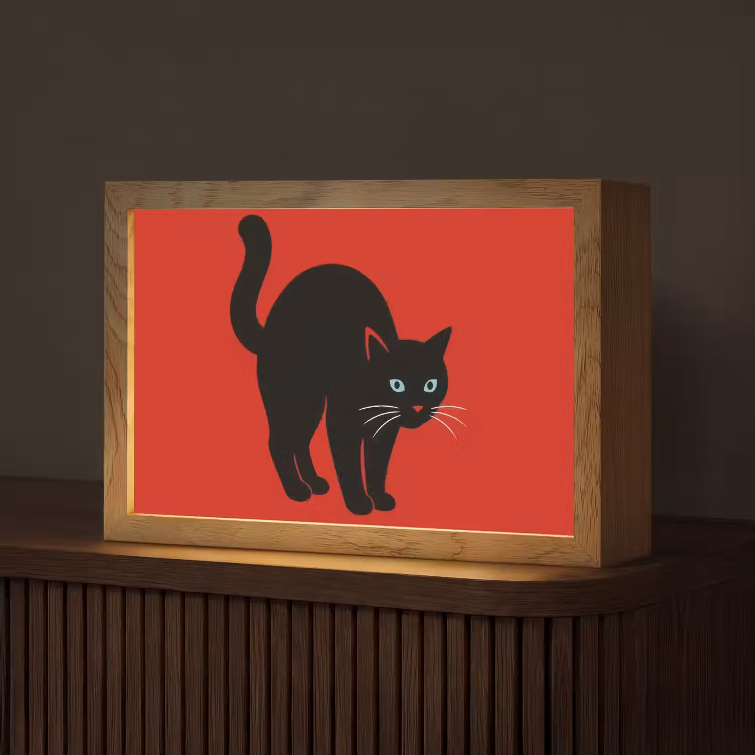 Kat - Zwart - Staart Light Box met kabel (Tafellamp) klein -z3d_website
