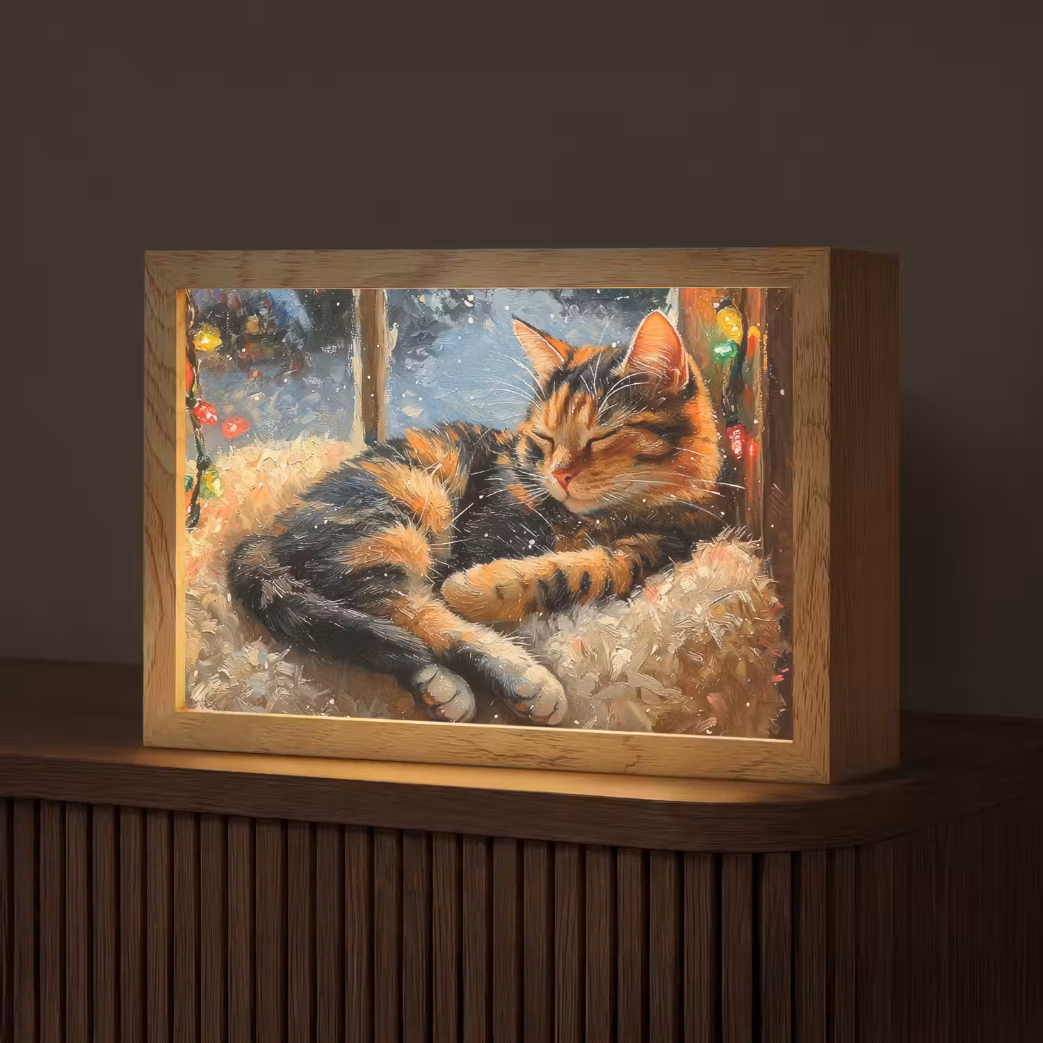 Kat - Kerst - Winter - Dier Light Box met kabel (Tafellamp) klein -z3d_website