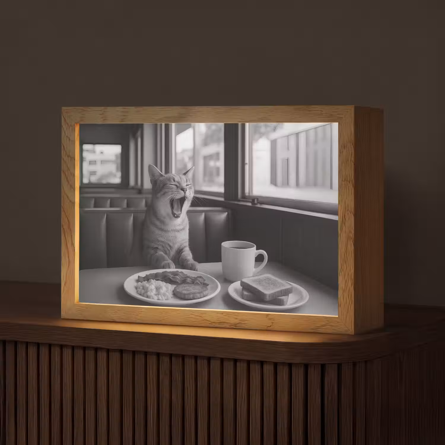 Kat - Koffie - Brood - Zwart Light Box met kabel (Tafellamp) klein -z3d_website