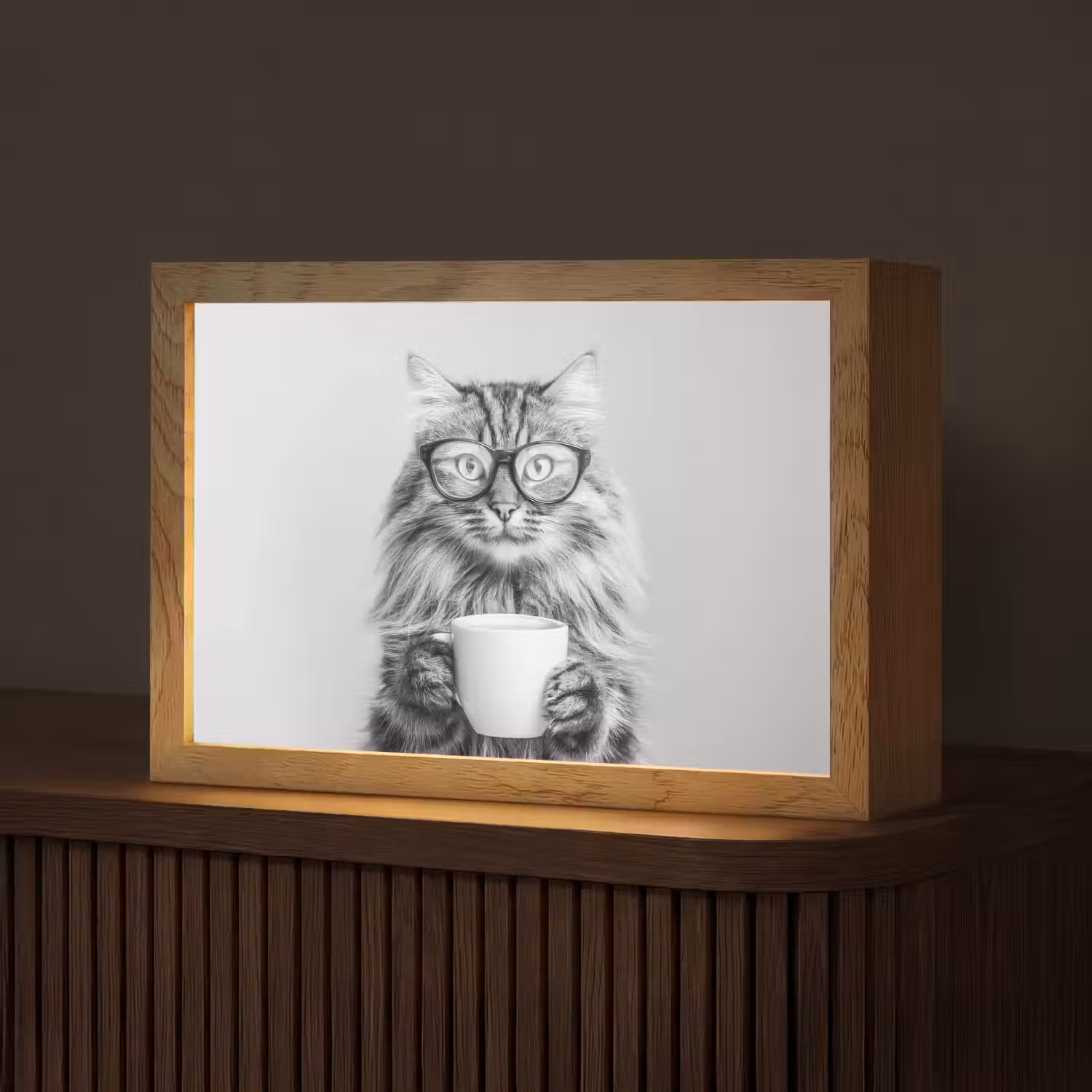 Kat - Bril - Mok - Pluizig Light Box met kabel (Tafellamp) klein -z3d_website