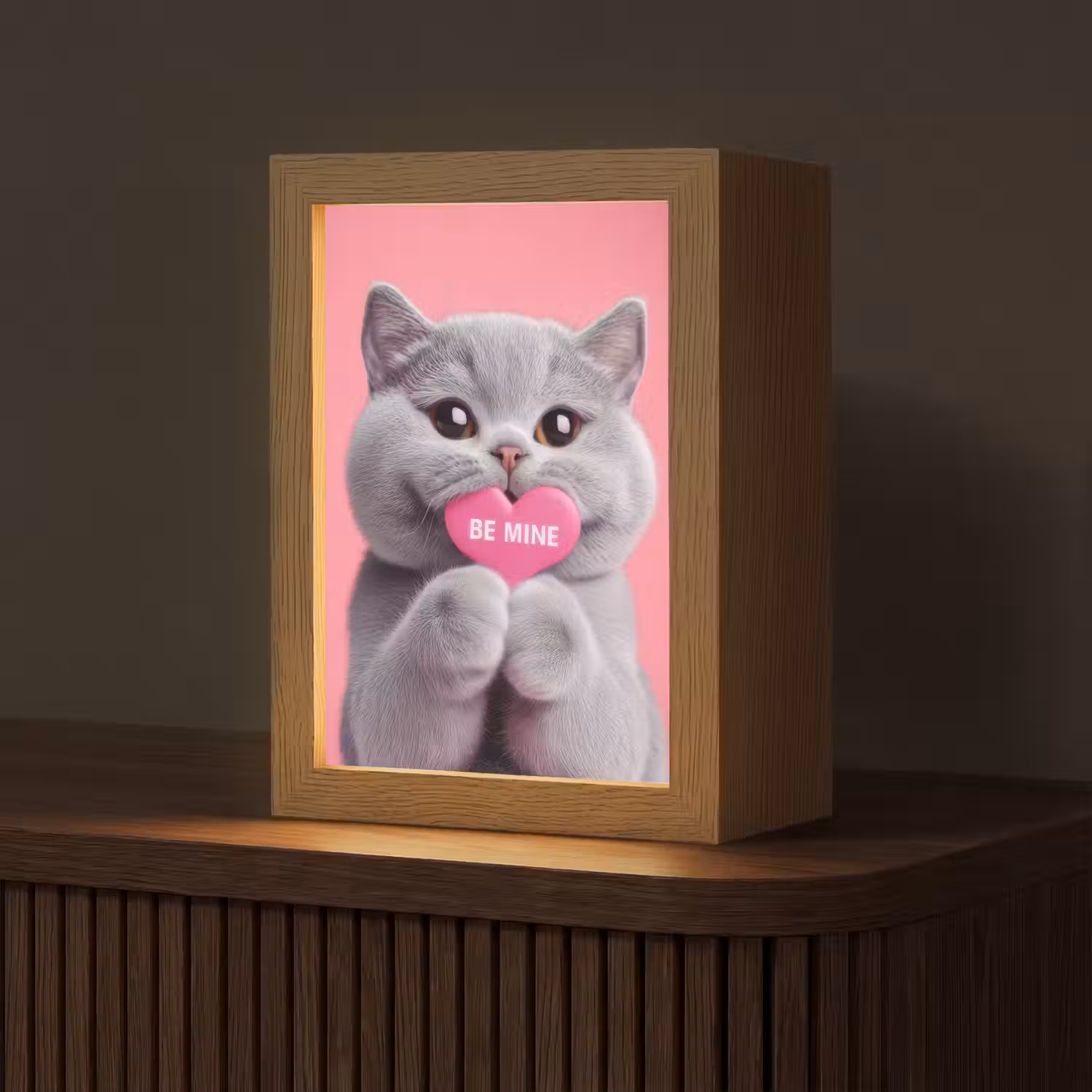 Kat - Valentijn - Roze - Liefde Light Box met kabel (Tafellamp) klein -z3d_website