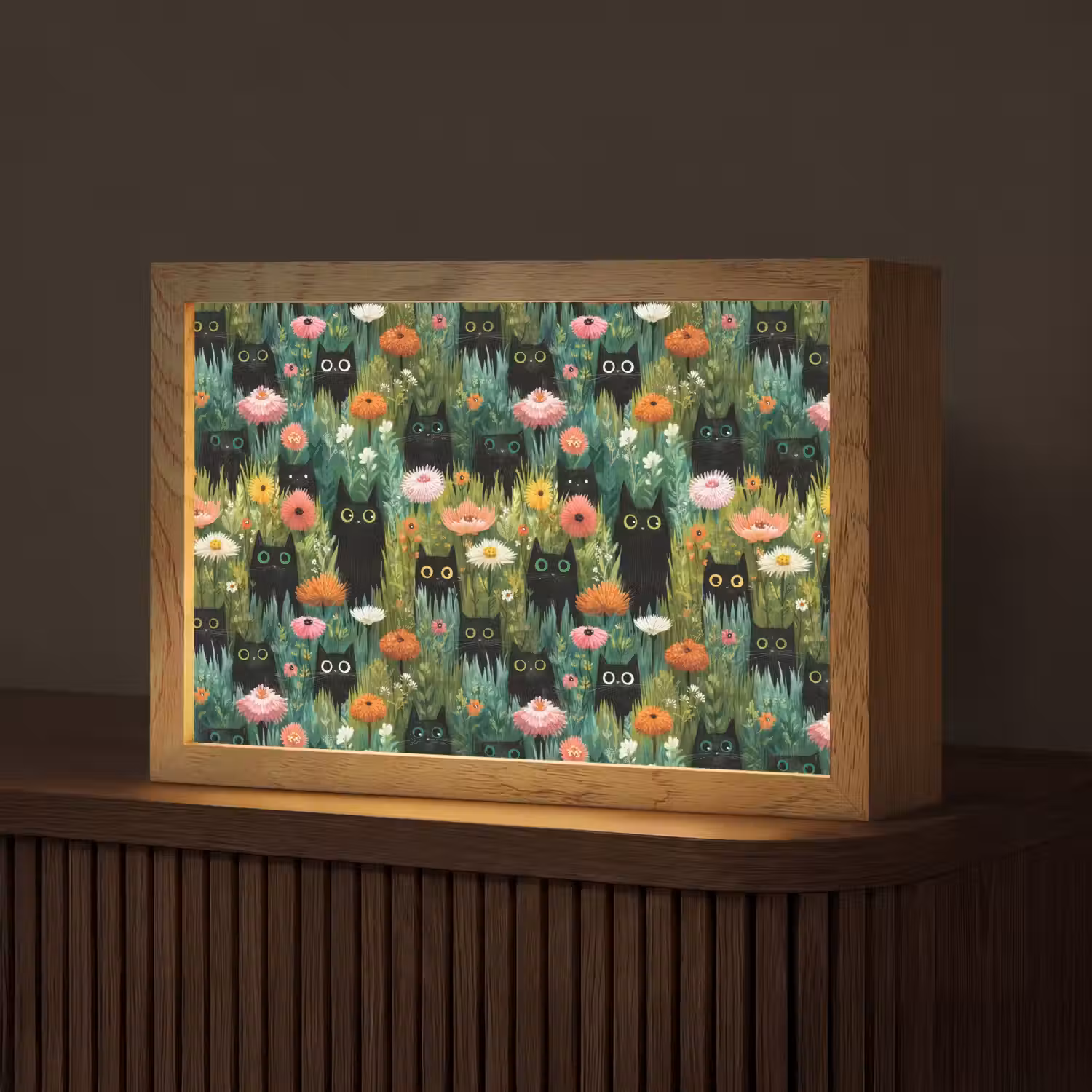 Katten - Bloemen - Kleurrijk Light Box met kabel (Tafellamp) klein 924 -z3d_website
