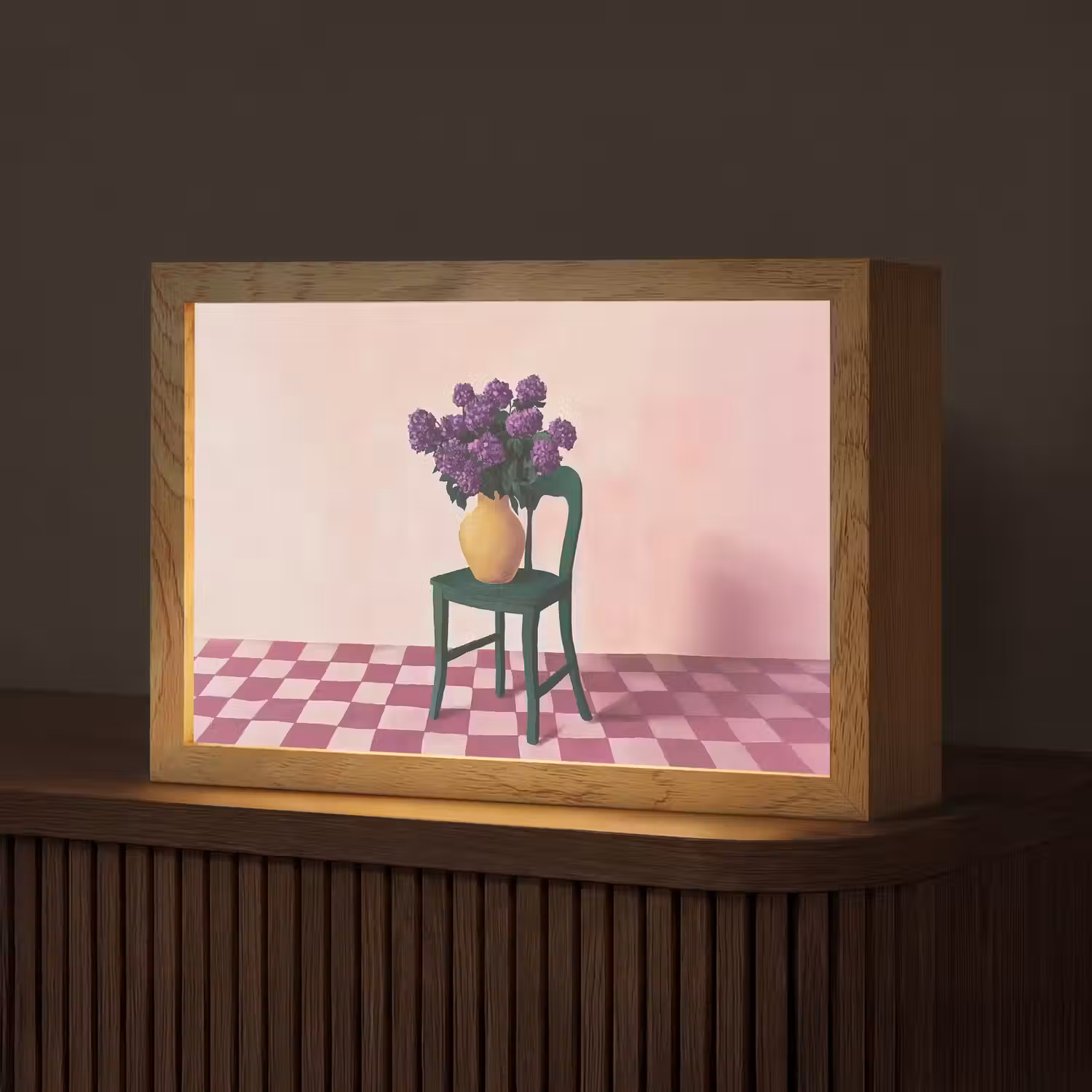Stoel - Vaas - Bloemen - Geblokt Light Box met kabel (Tafellamp) klein -z3d_website