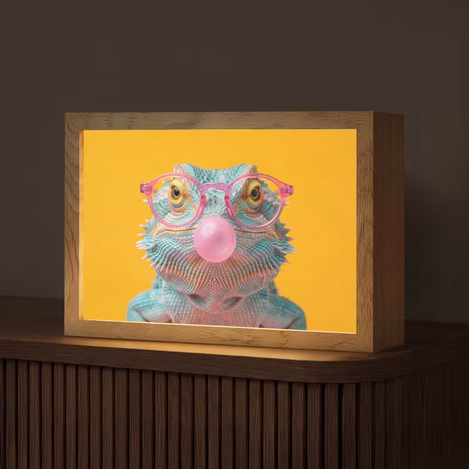 Kameleon - Kauwgom - Kleurrijk Light Box met kabel (Tafellamp) klein -z3d_website