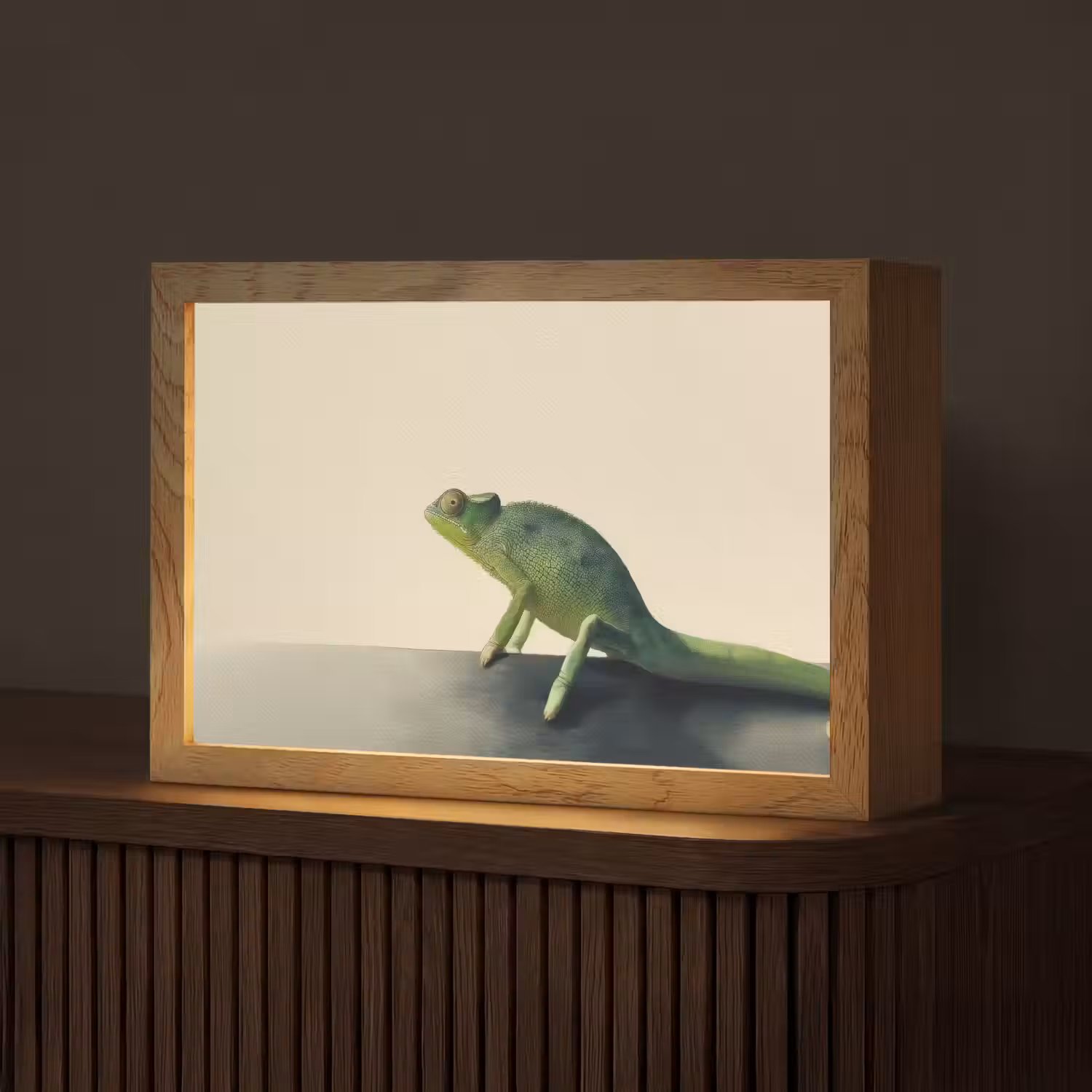 Kameleon - Groen - Minimalistisch Light Box met kabel (Tafellamp) klein -z3d_website