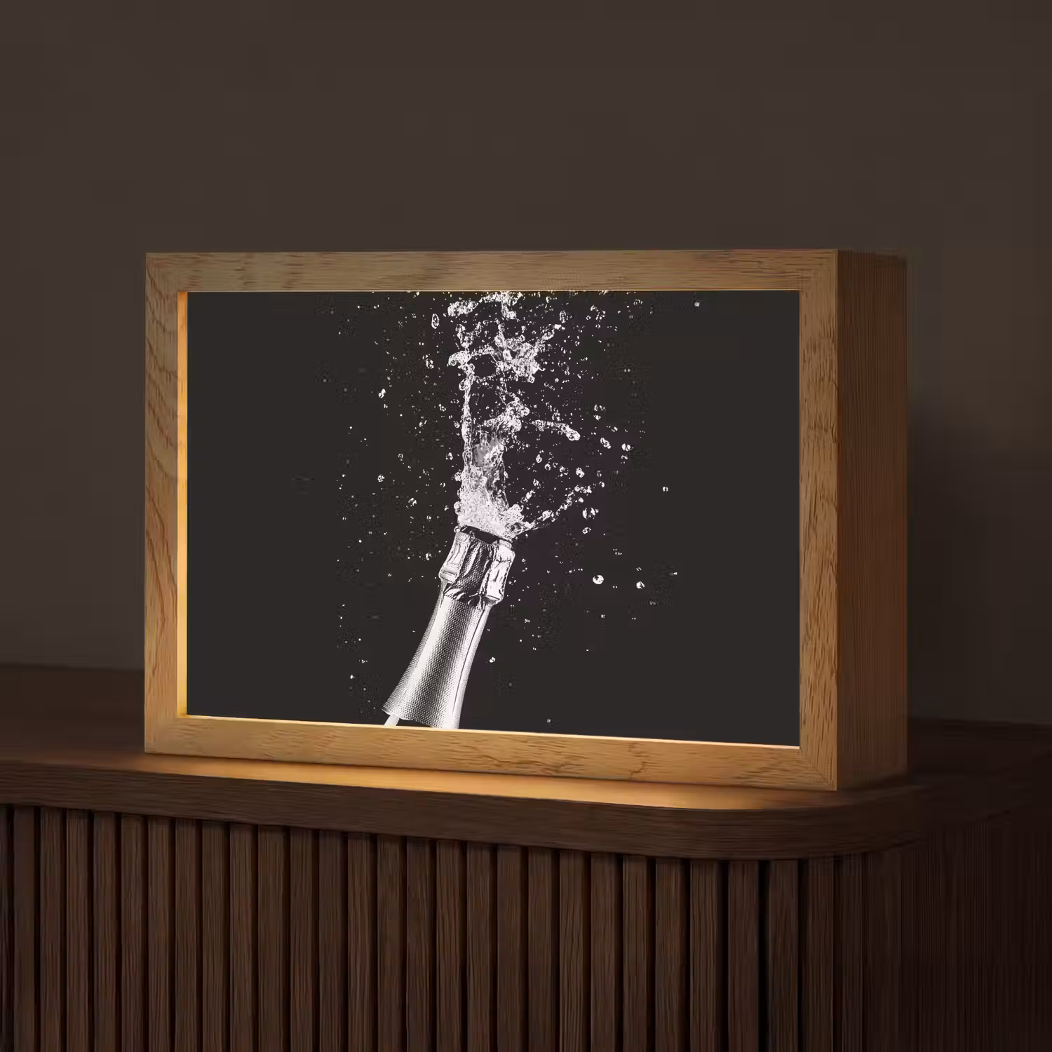 Champagne - Zwart - Spetters - Popping Light Box met kabel (Tafellamp) klein -z3d_website