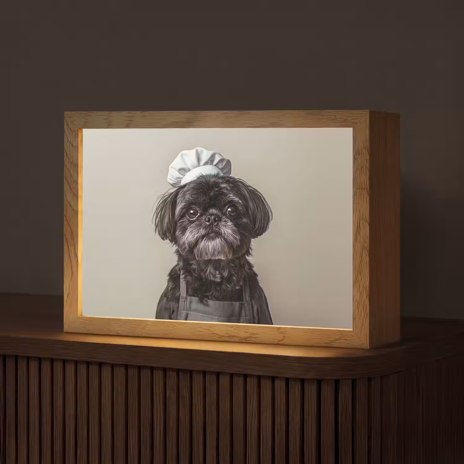 Kokskleding - Zwart - Hondje Light Box met kabel (Tafellamp) klein -z3d_website