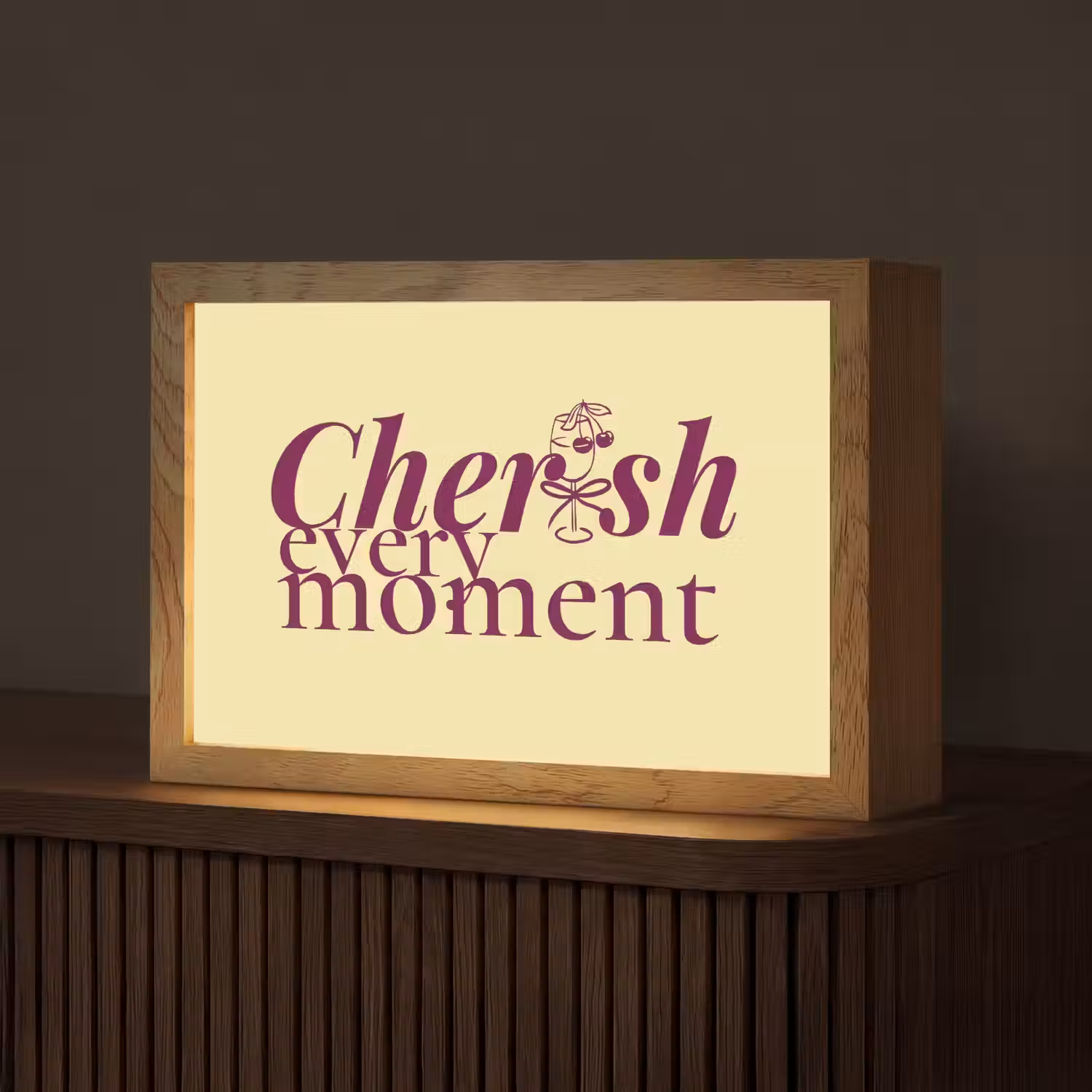 Cherish every moment - Cocktailglas - Geel Light Box met kabel (Tafellamp) klein -z3d_website