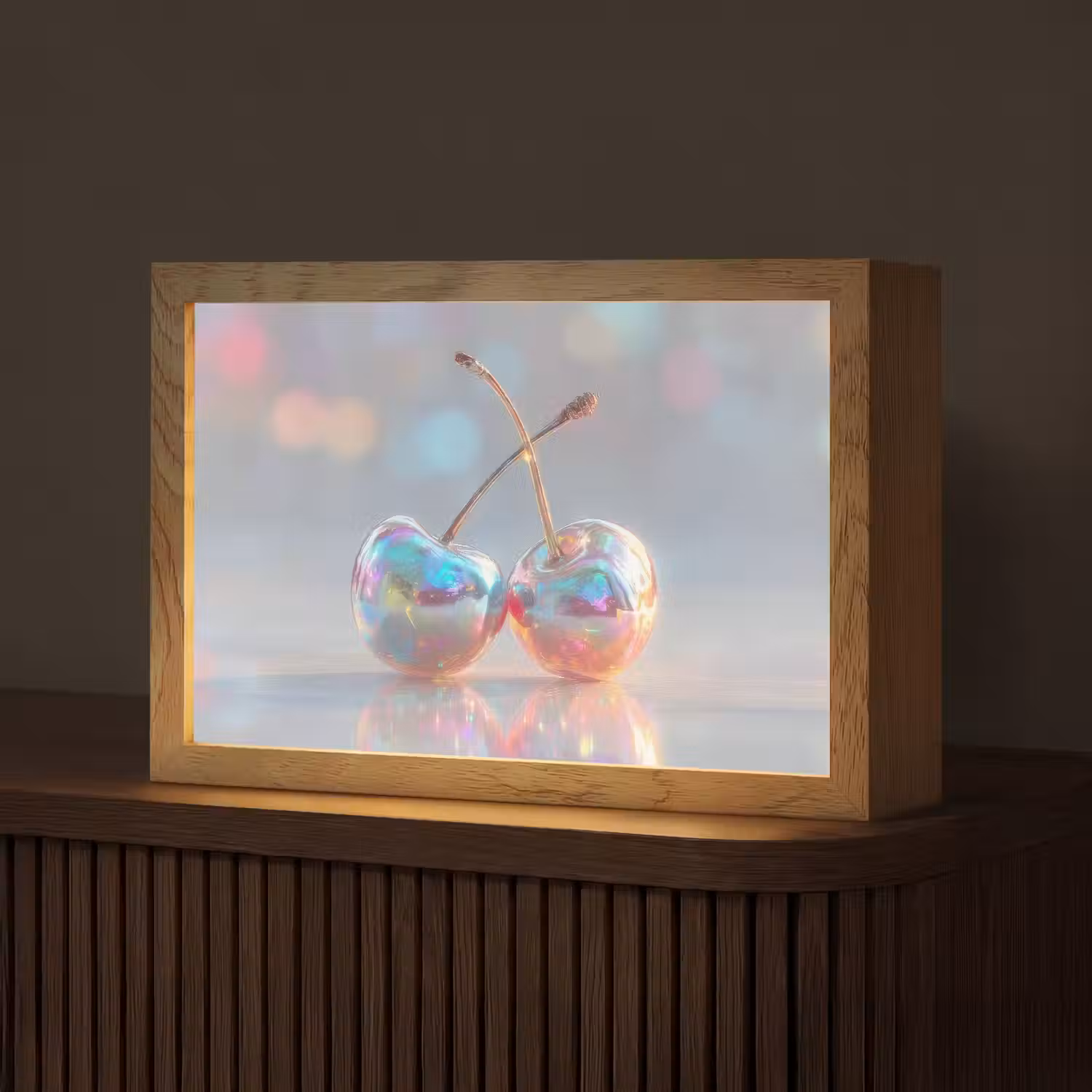 Kersen - Glanzend - Regenboogkleur Light Box met kabel (Tafellamp) klein -z3d_website
