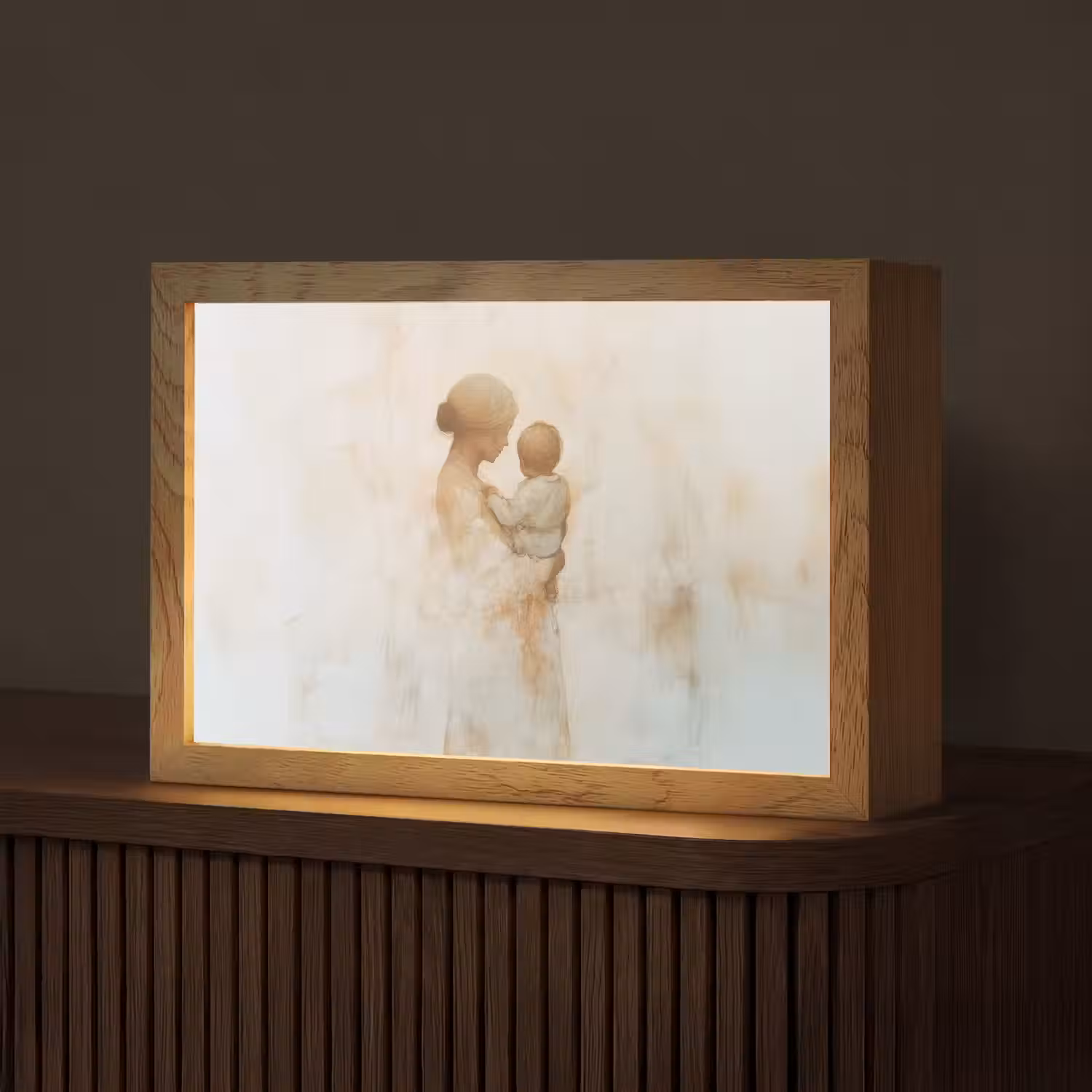 Kind - Moeder - Waterverfschilderij Light Box met kabel (Tafellamp) klein -z3d_website