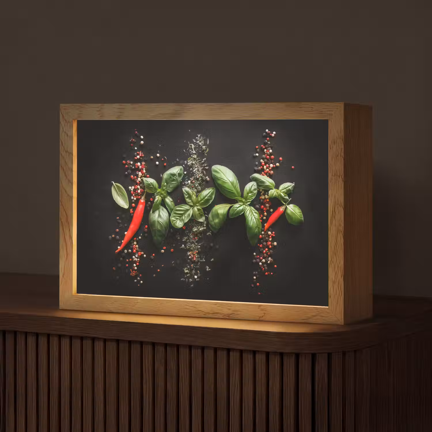 Chilipepers - Basilicum - Blaadjes - Rood Light Box met kabel (Tafellamp) klein -z3d_website