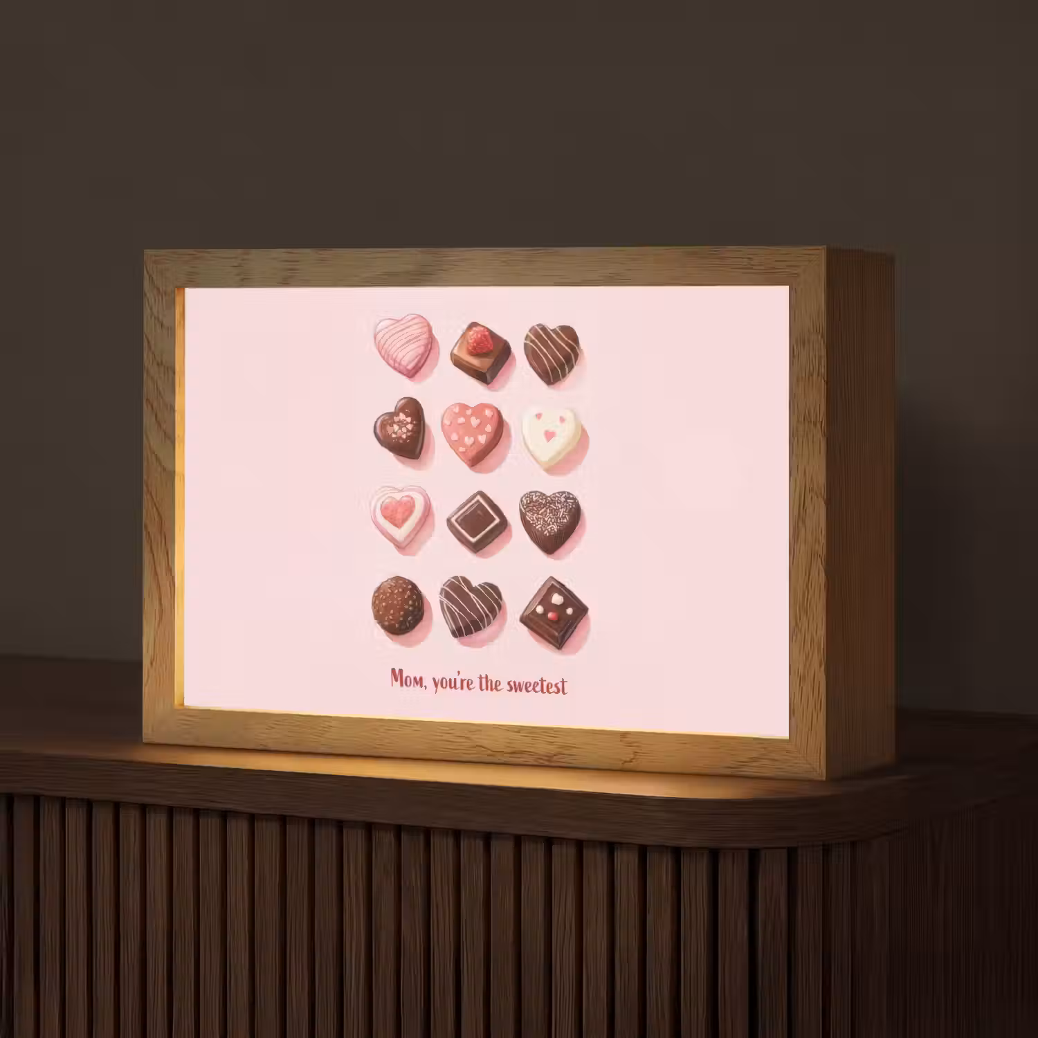 Chocolaatjes - Hartvormig - Liefste Light Box met kabel (Tafellamp) klein -z3d_website