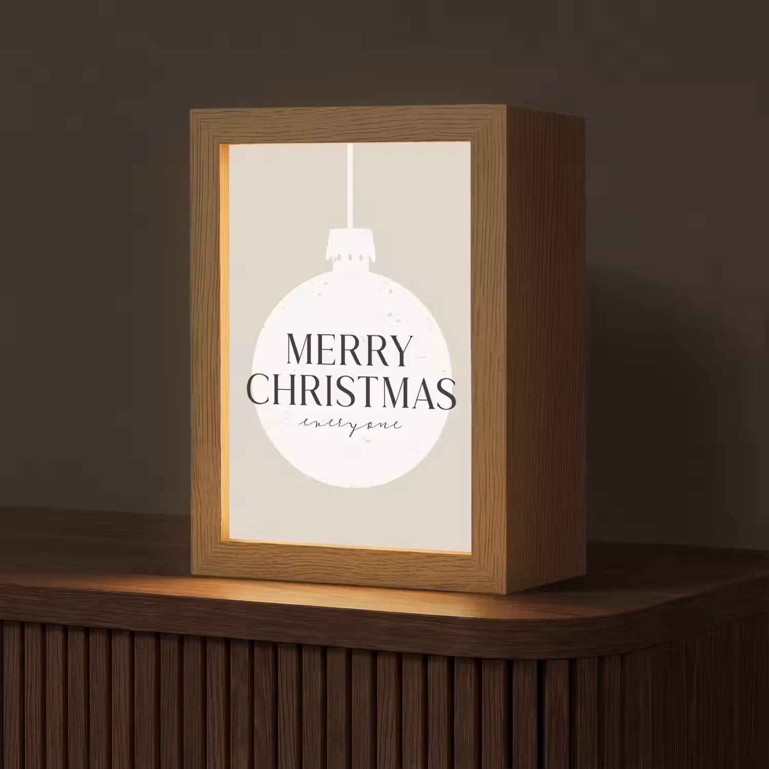 Christmas - Kerstballen - Japandi - Witte kerstballen Light Box met kabel (Tafellamp) klein -z3d_website
