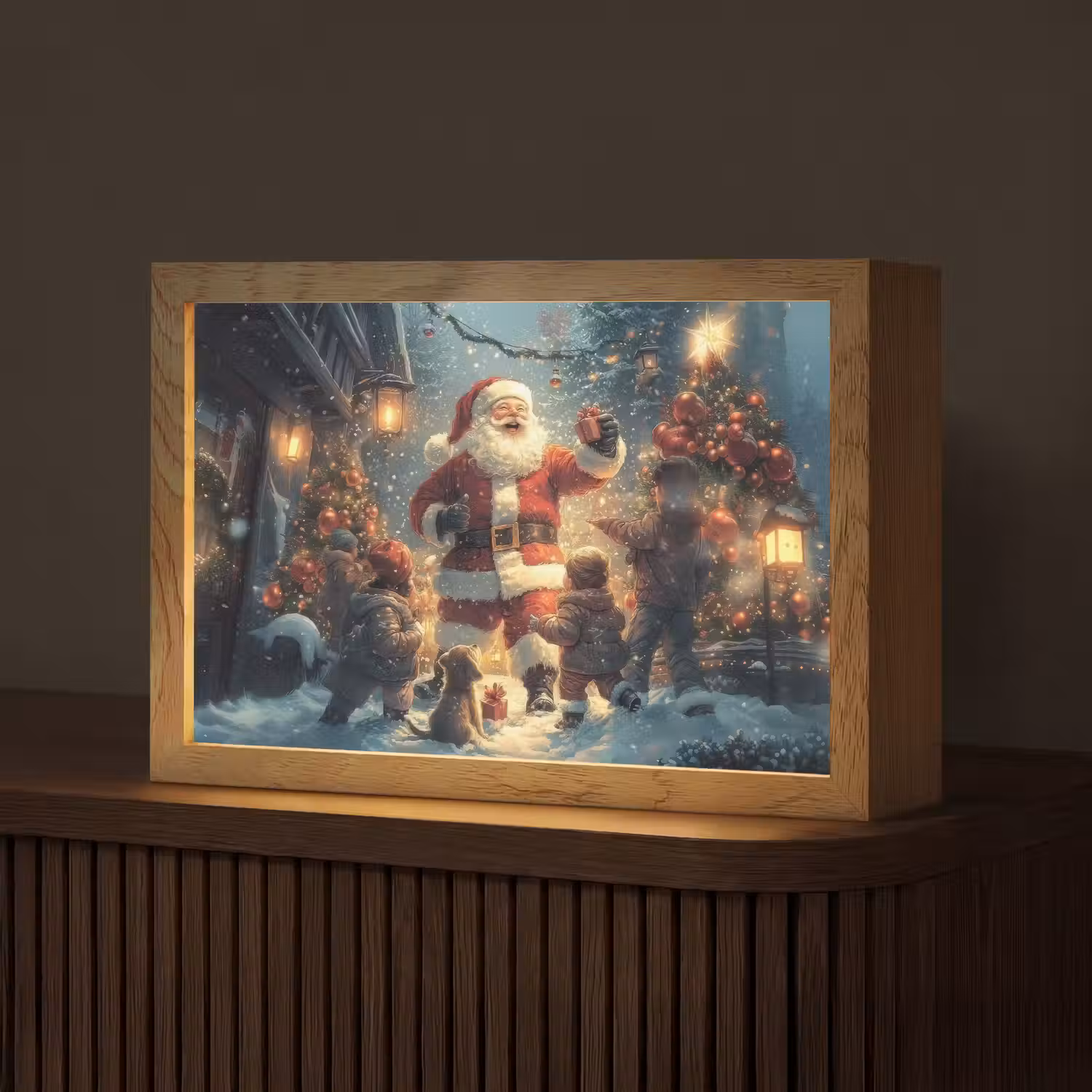 Kerstvreugde - Sneeuw - Kleurrijk Light Box met kabel (Tafellamp) klein -z3d_website