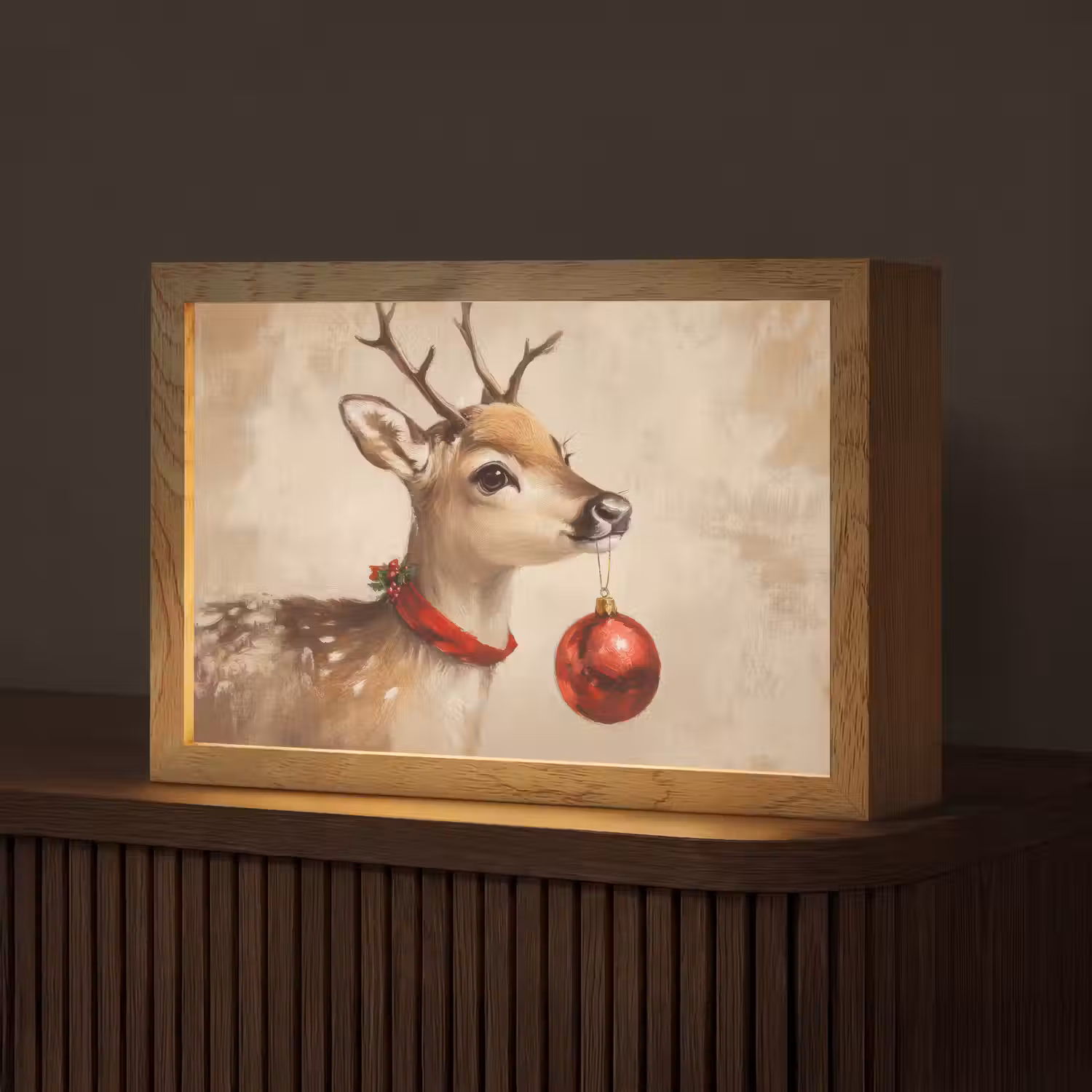 Kerst - Hert - Gewei - Kerstbal - Rendier Light Box met kabel (Tafellamp) klein -z3d_website