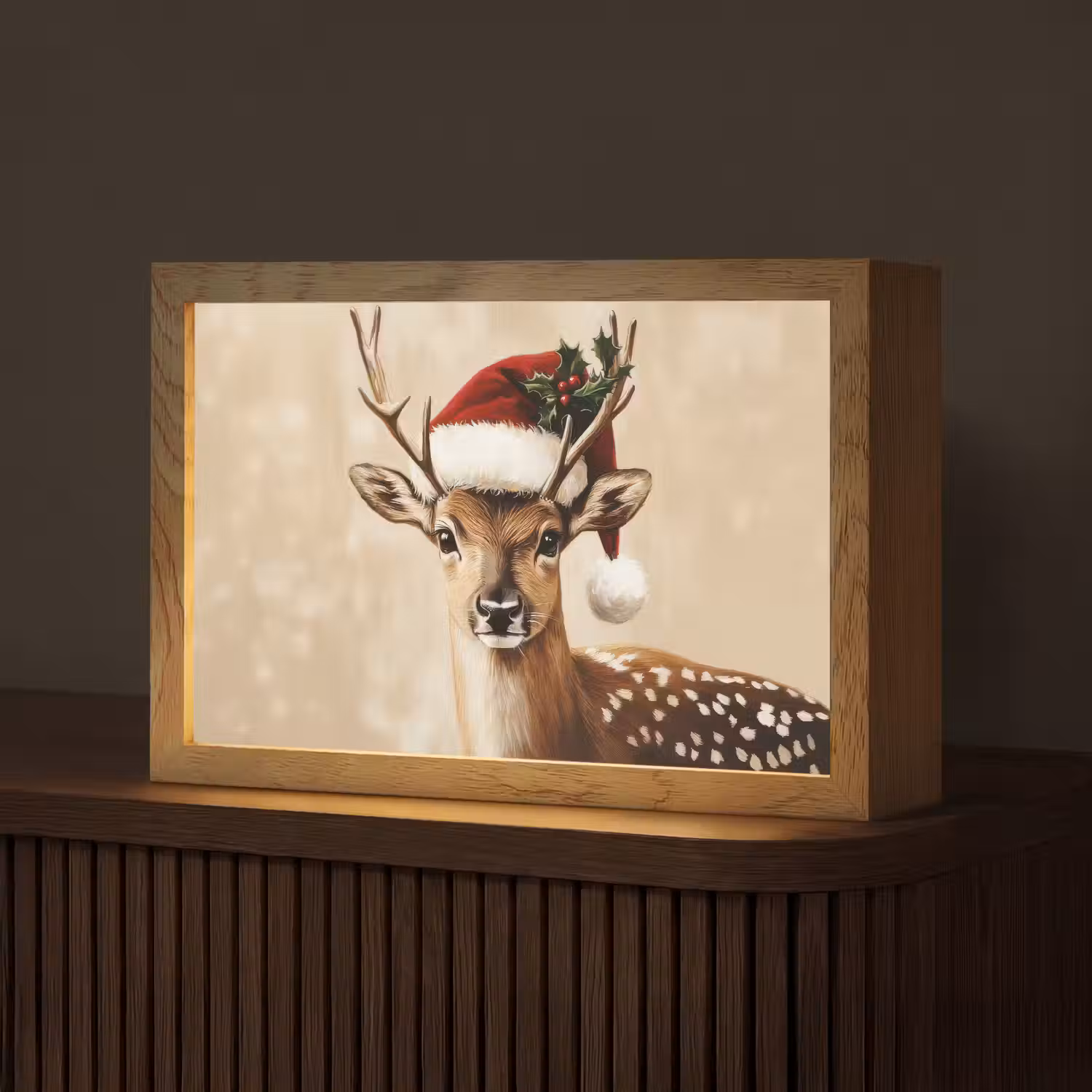 Kerst - Hert - Gewei - Rood Light Box met kabel (Tafellamp) klein -z3d_website
